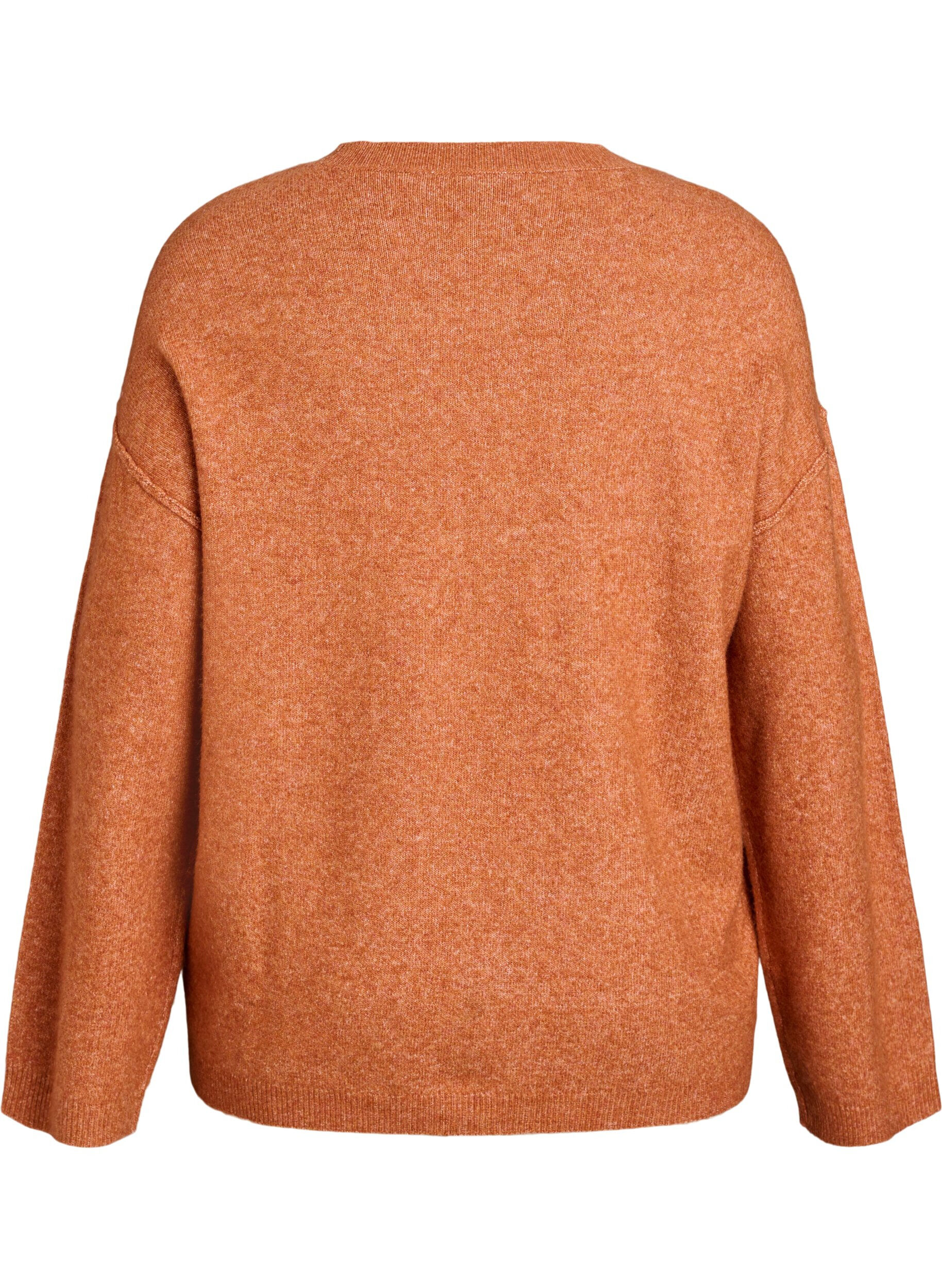 ZizziPull ample en maille avec coutures apparentes, Orange fonc&eacute;, Packshot image number 1