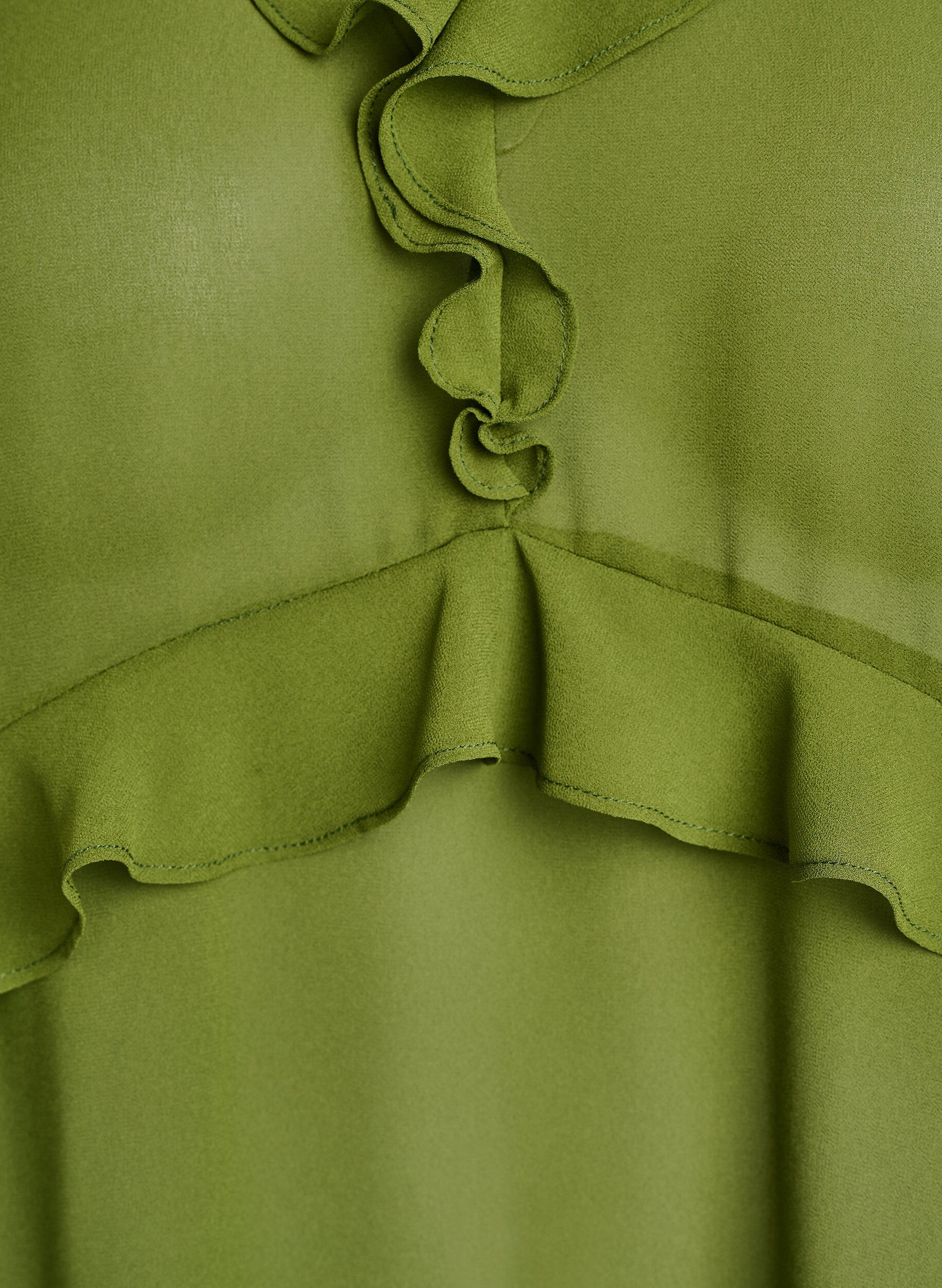 ZizziLeichtes Kleid mit R&uuml;schen und V-Ausschnitt, Gr&uuml;n, Packshot image number 2