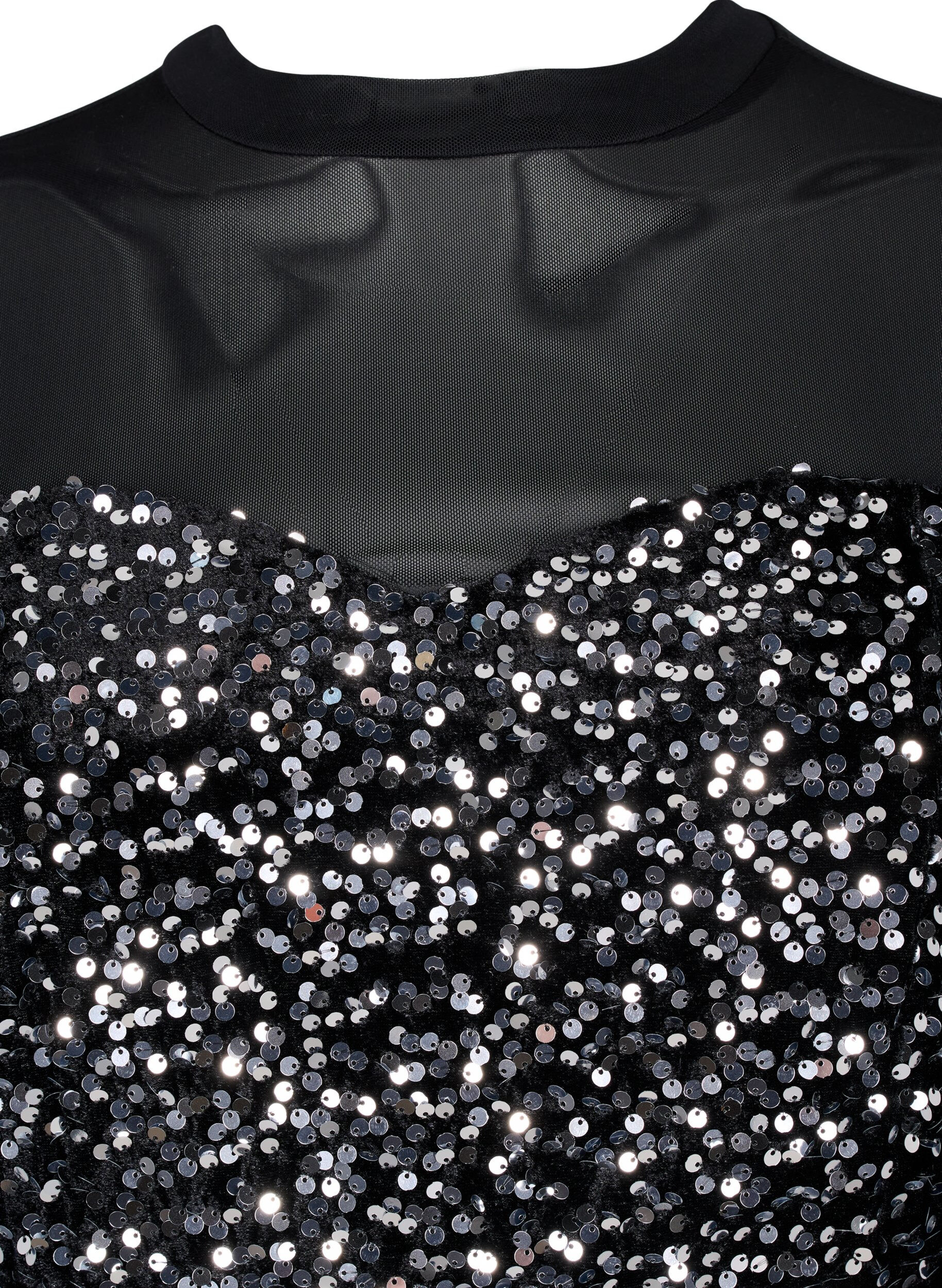Zizzi Glitzerkleid mit Pailletten, Black w. Silver, Packshot image number 2