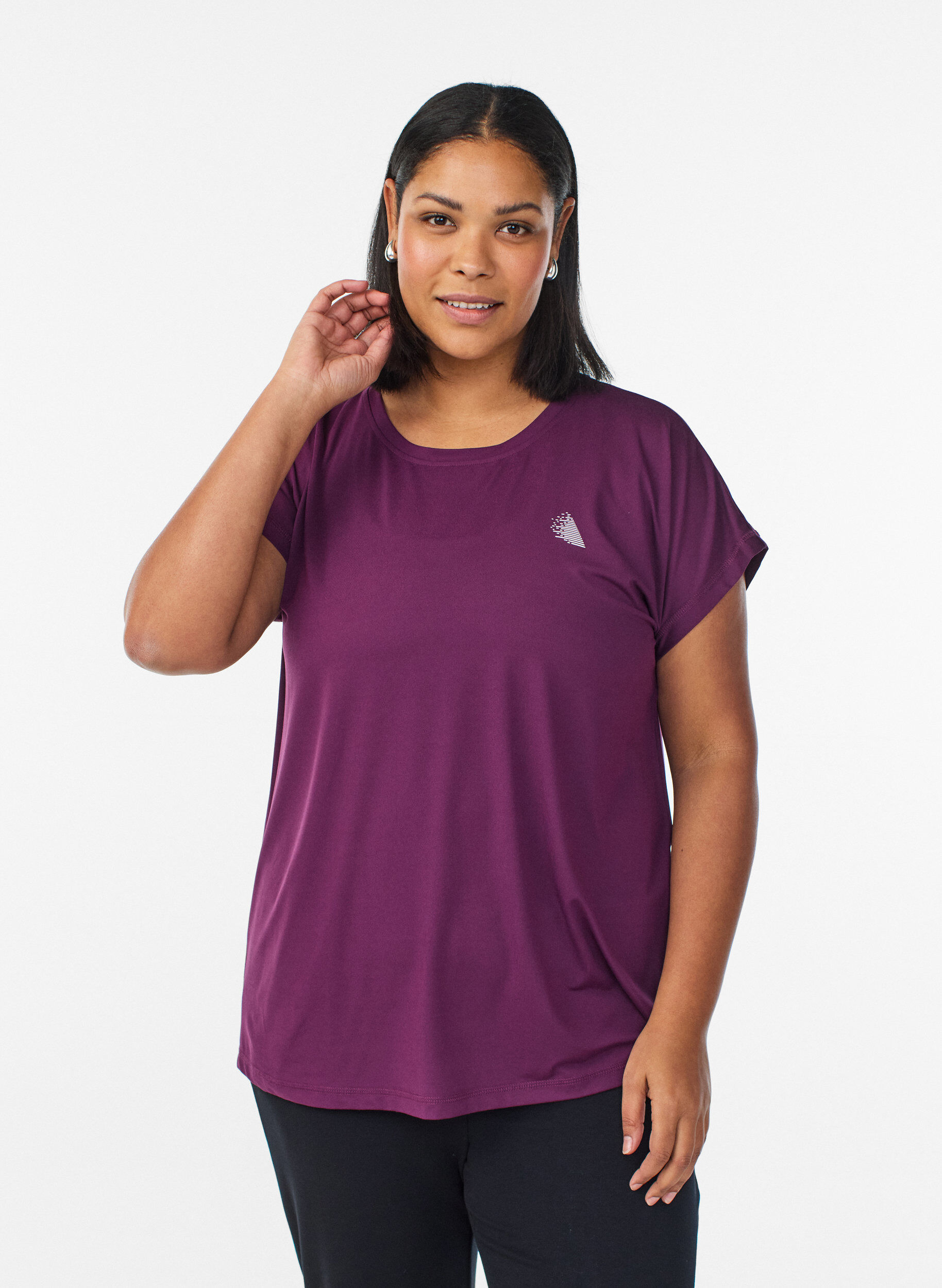 T-shirt de sport couleur unie, Violet, Model