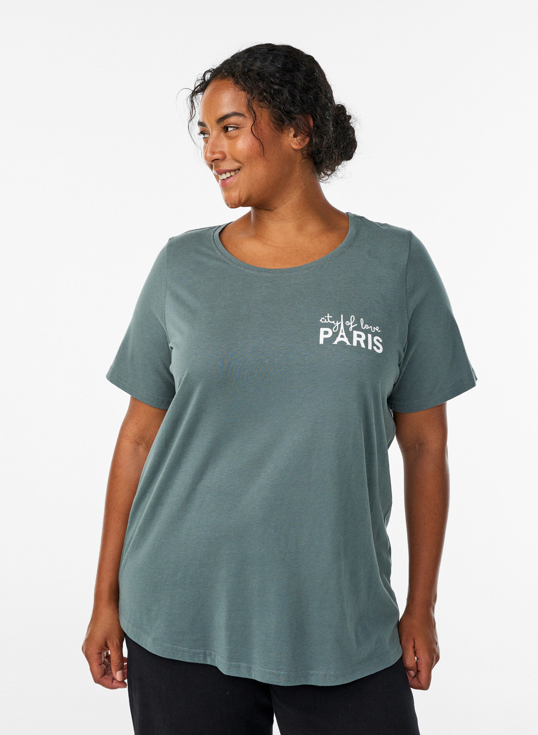 Zizzi T-shirt imprim&eacute;, Vert, Model image number 0