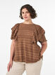Blouse avec texture smock&eacute;e et manches &agrave; volants, Marron, Model image number 0