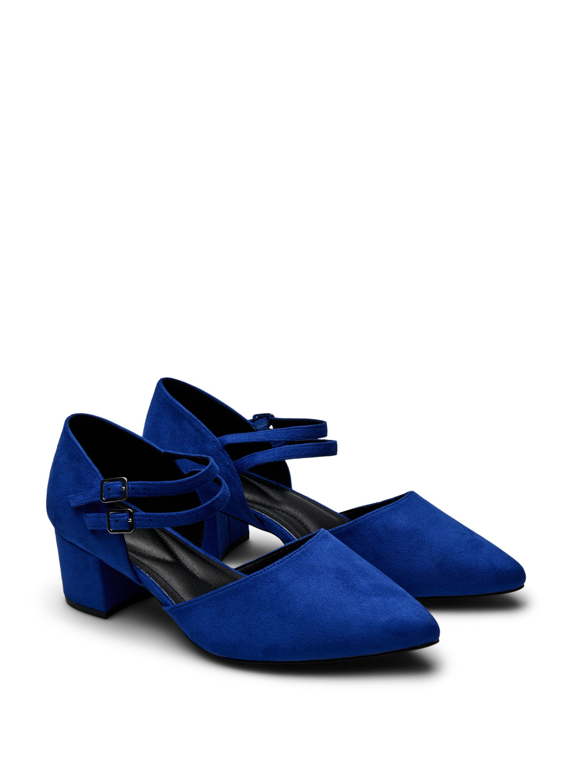 Zizzi Pumps mit doppelten Riemen, Blau, Packshot image number 1