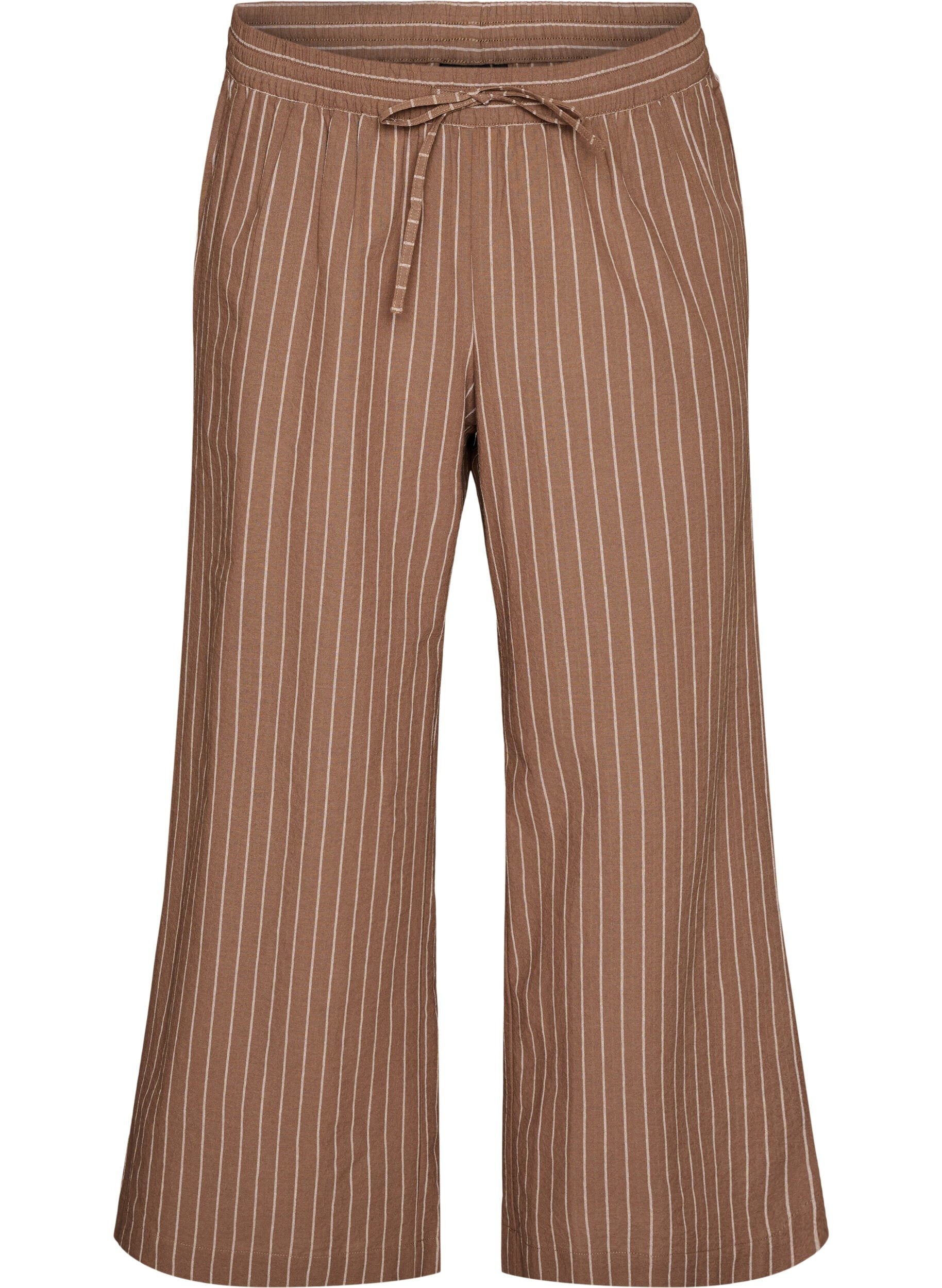ZizziPantalon ample avec taille haute et poches, Marron, Packshot image number 0