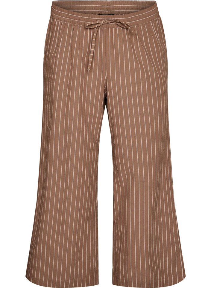 Pantalon ample avec taille haute et poches, Marron, Packshot image number 0