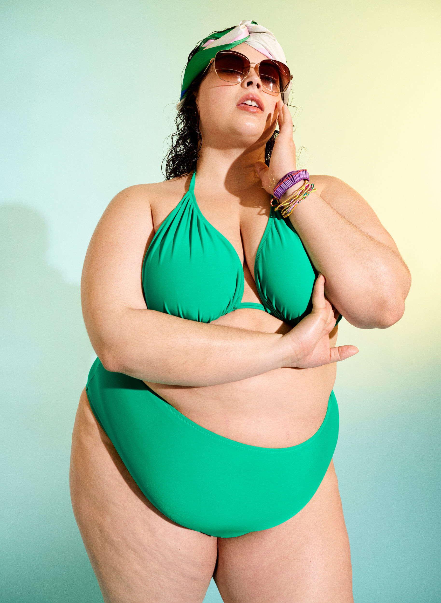 Zizzi Bikini-Hose mit hoher Taille, Gr&uuml;n, Image image number 0