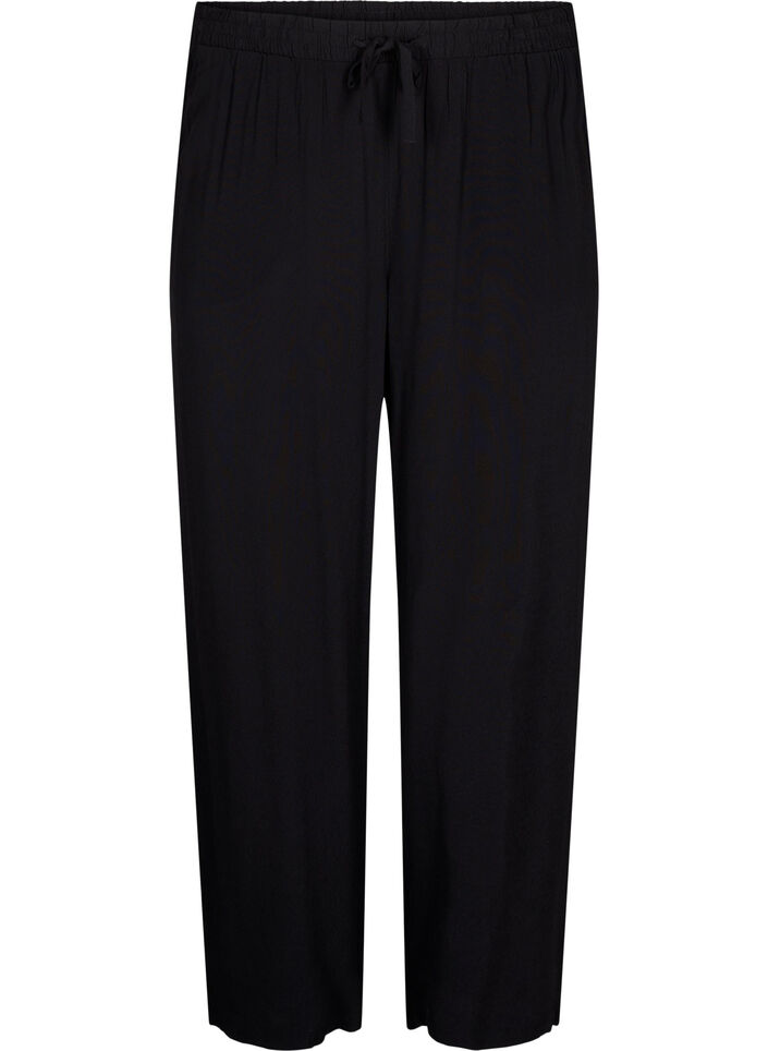 Pantalon ample en viscose avec poches, Noir, Packshot image number 0