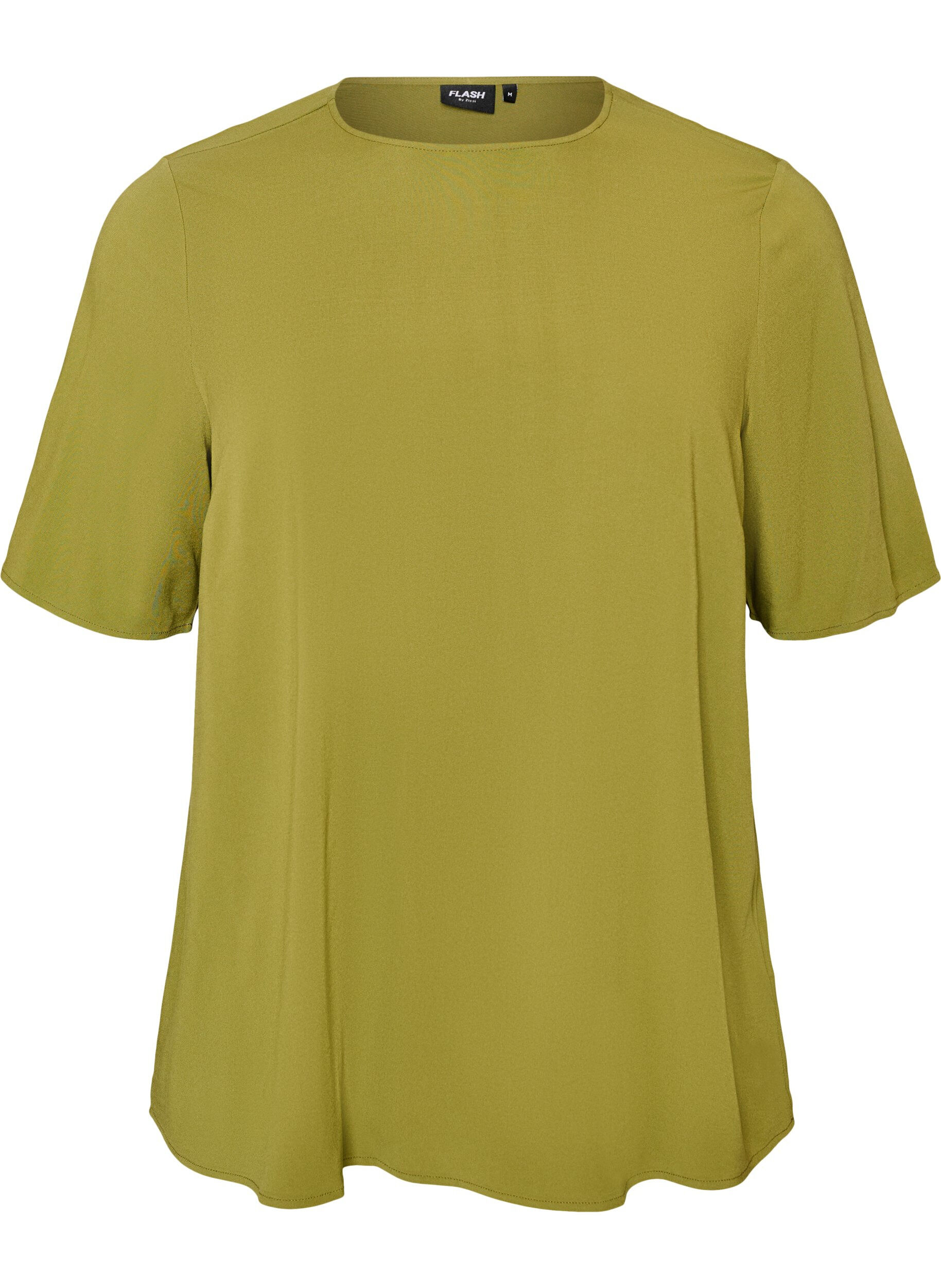 ZizziKurz&auml;rmelige, gewebte Bluse mit Rundhals, Gr&uuml;n, Packshot image number 0
