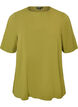 Kurz&auml;rmelige, gewebte Bluse mit Rundhals, Gr&uuml;n, Packshot image number 0