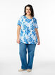 T-Shirt mit floralem Print, Blau, Model image number 1