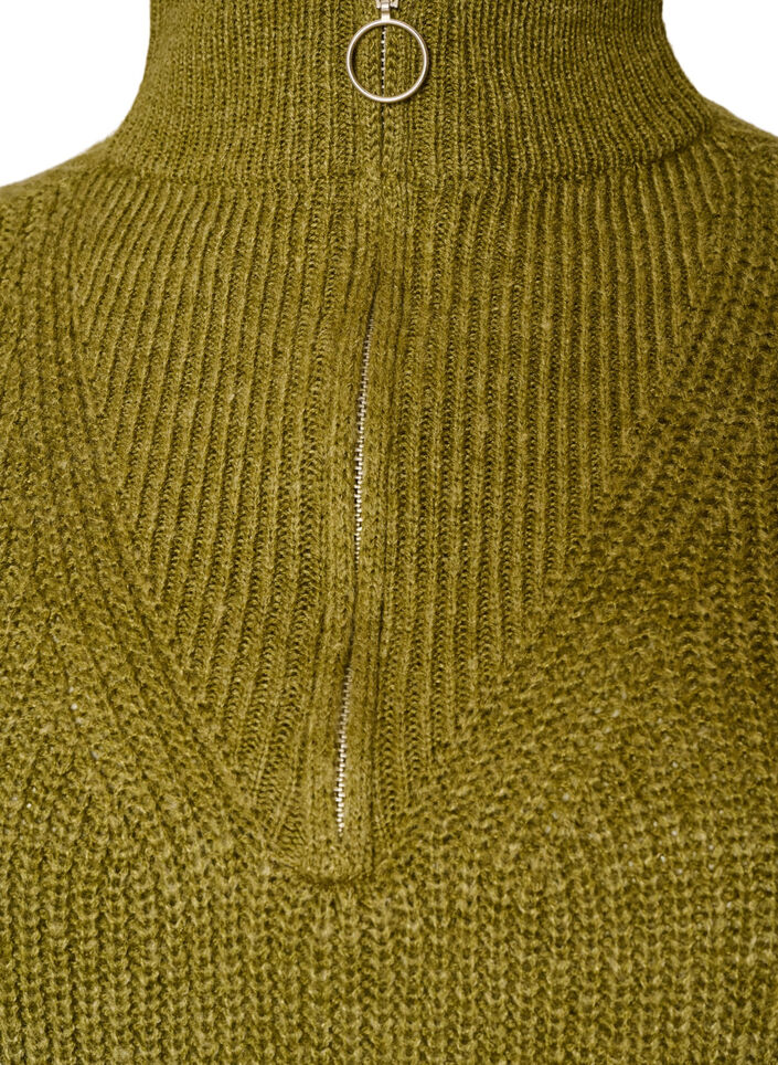 Pull en tricot avec col haut et fermeture &eacute;clair, Vert, Packshot image number 2