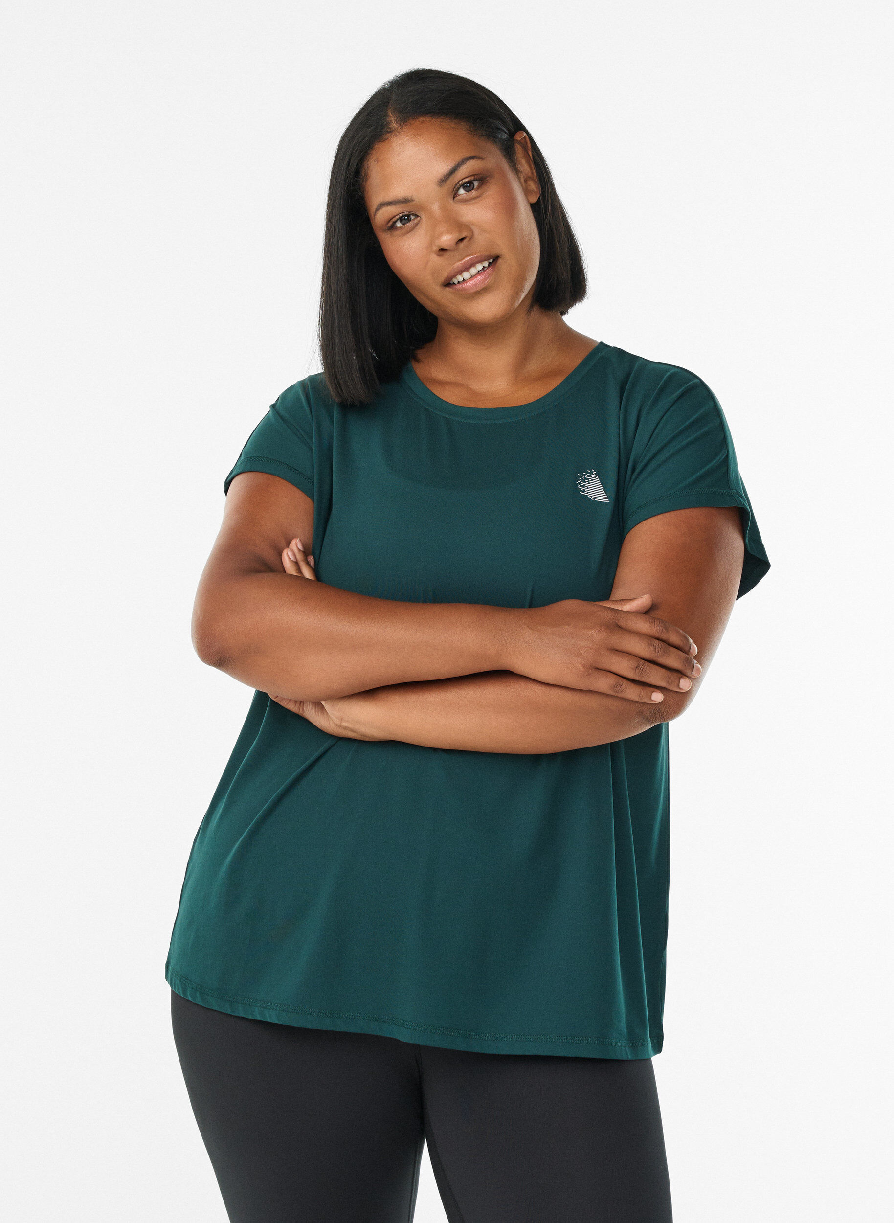 Einfarbiges Trainings-T-Shirt, Gr&uuml;n, Model