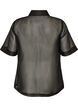 Transparente kurz&auml;rmelige Bluse mit Brusttaschen, Schwarz, Packshot image number 1