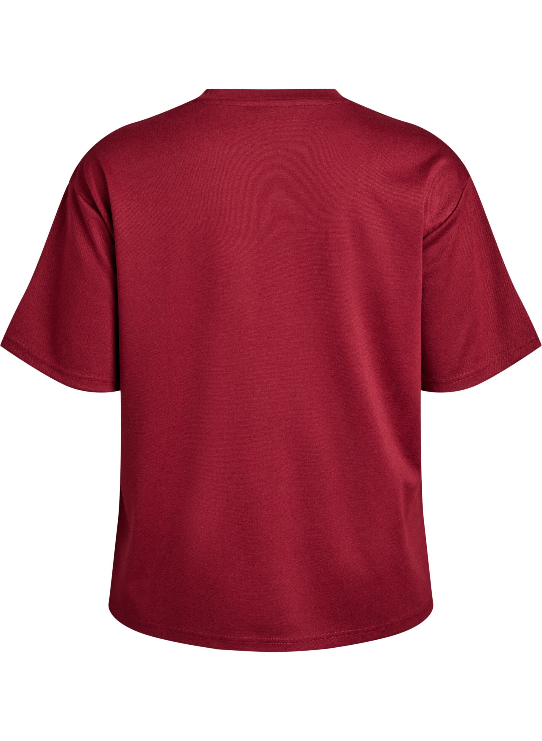 ZizziT-shirt avec strass et col rond, Bordeaux fonc&eacute;, Packshot image number 1