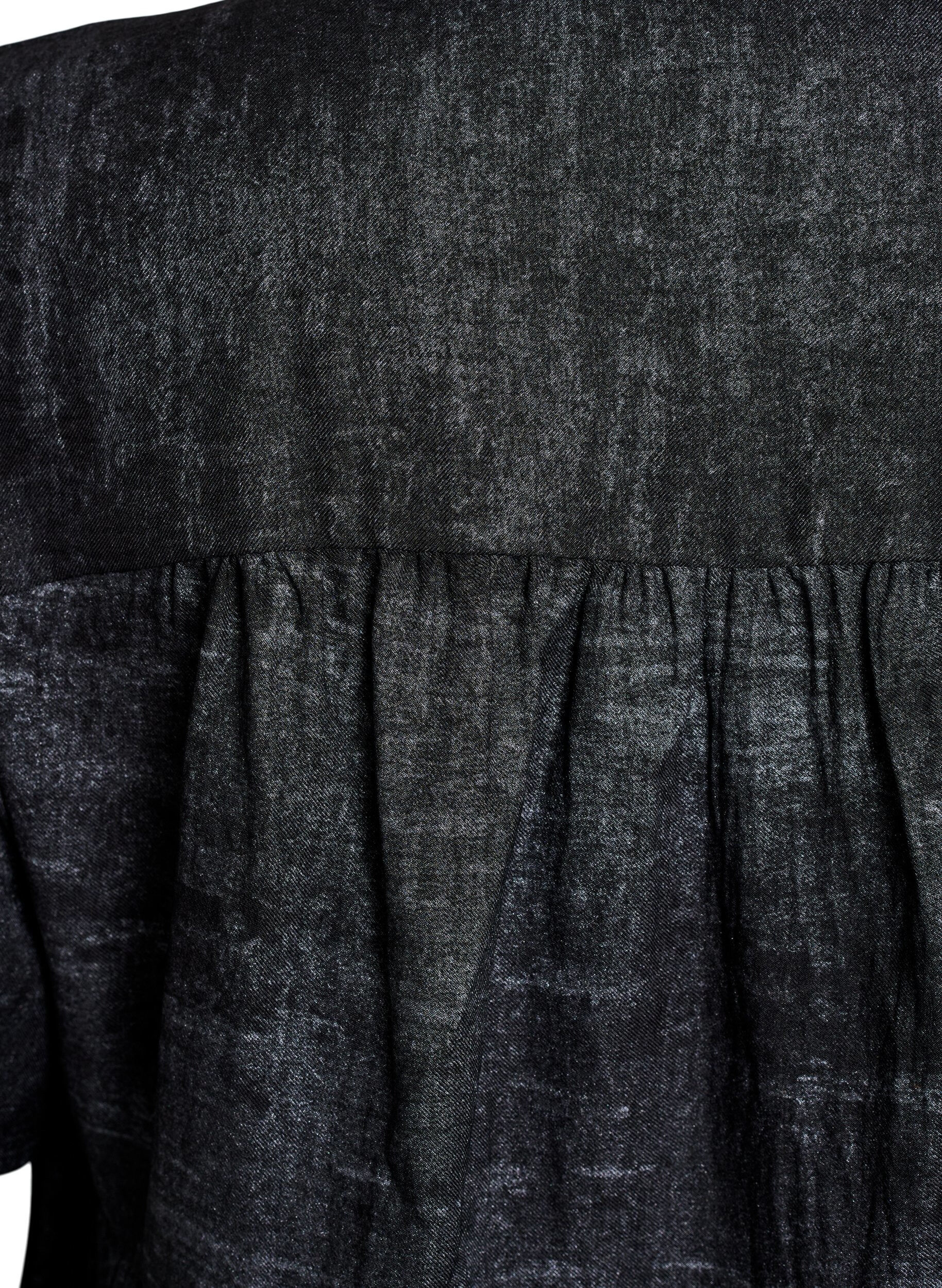 Zizzi Lockere Bluse mit Kragen und Kn&ouml;pfen, Schwarz, Packshot image number 3