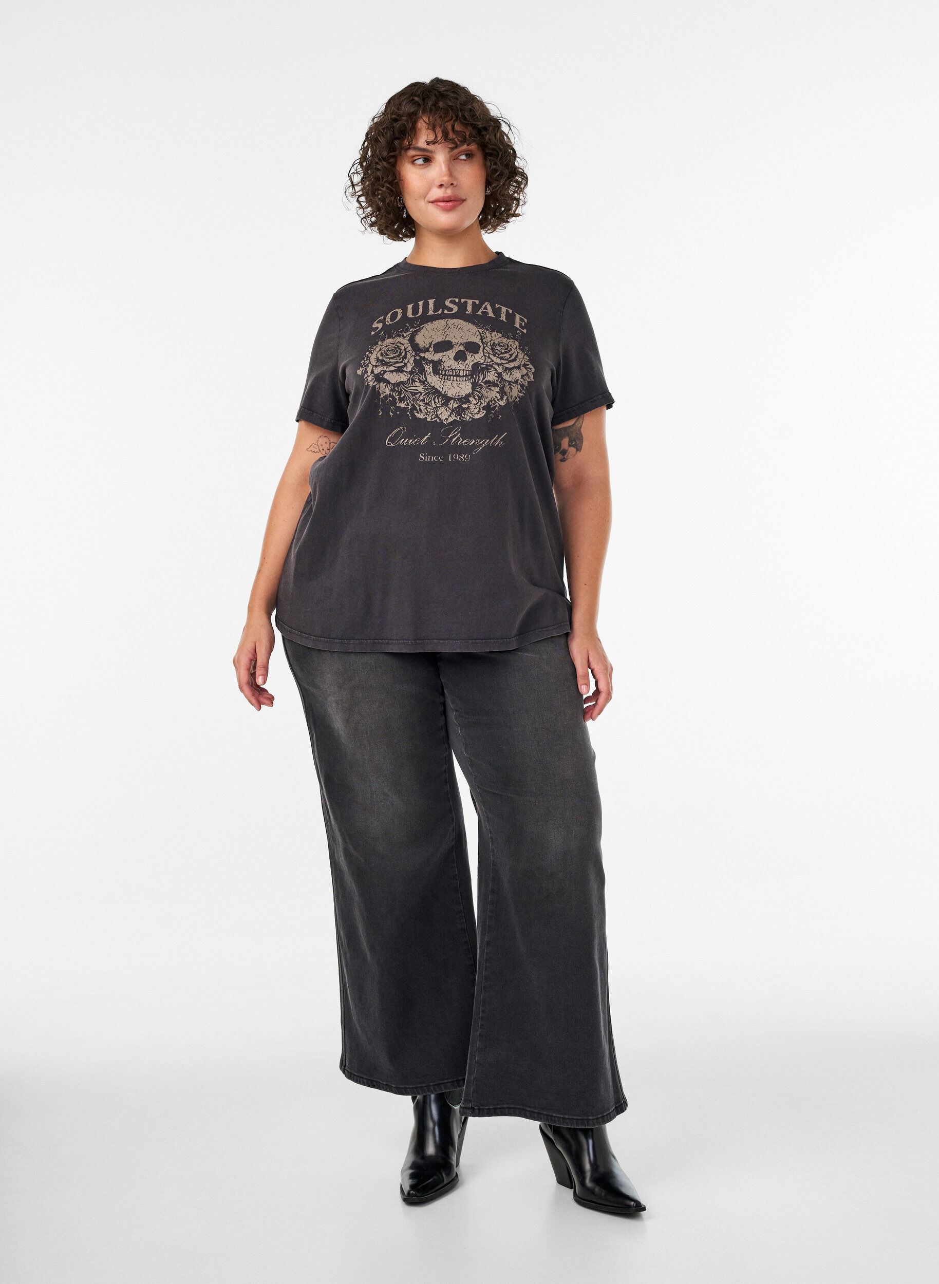ZizziT-shirt graphique en coton bio, Beige, Model image number 1
