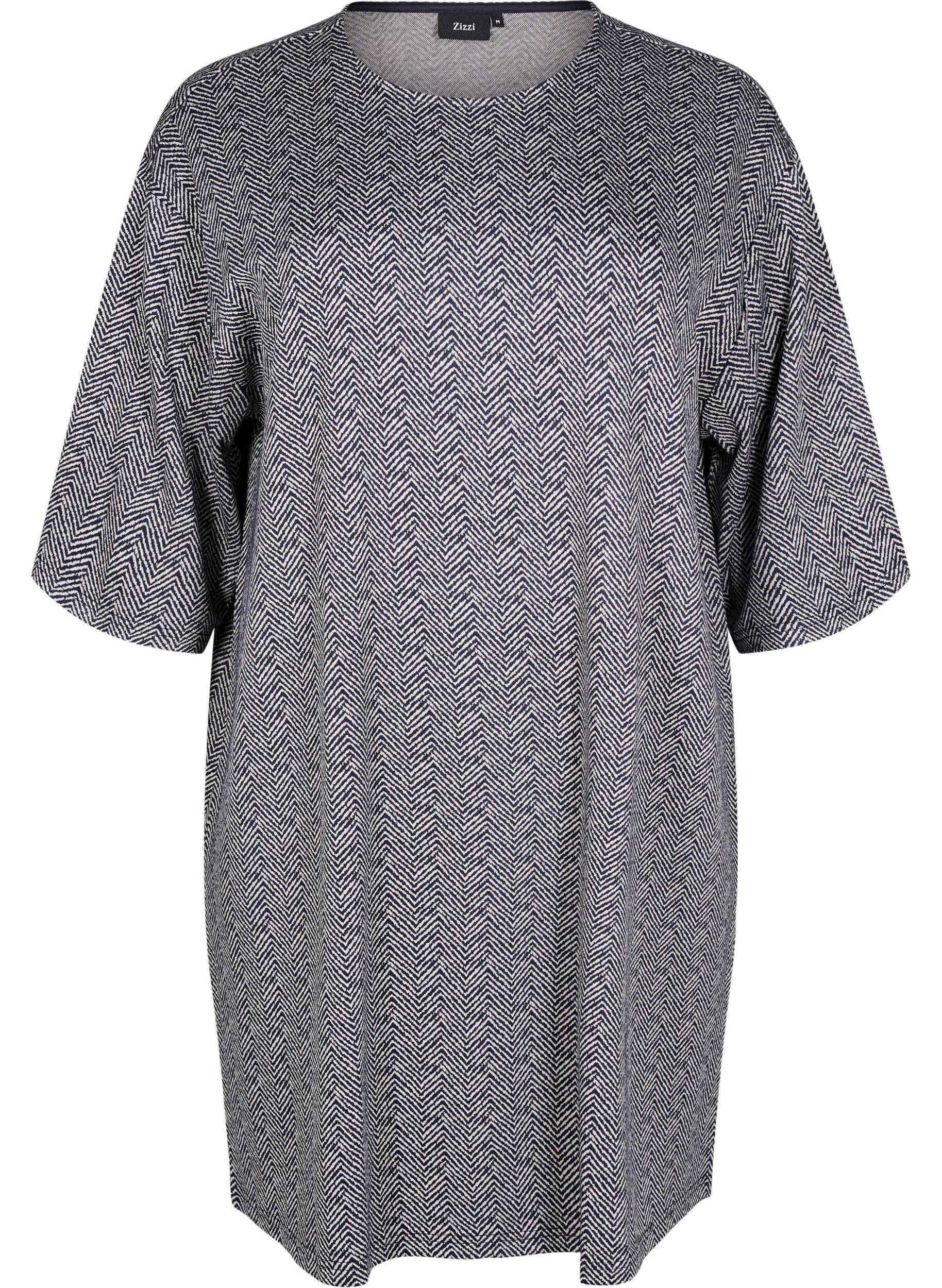 Zizzi Robe &agrave; motifs avec manches 3/4, Bleu, Packshot image number 0