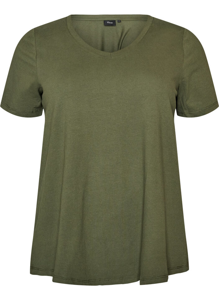 Unifarbenes Basic-T-Shirt aus Baumwolle, Gr&uuml;n, Packshot image number 0