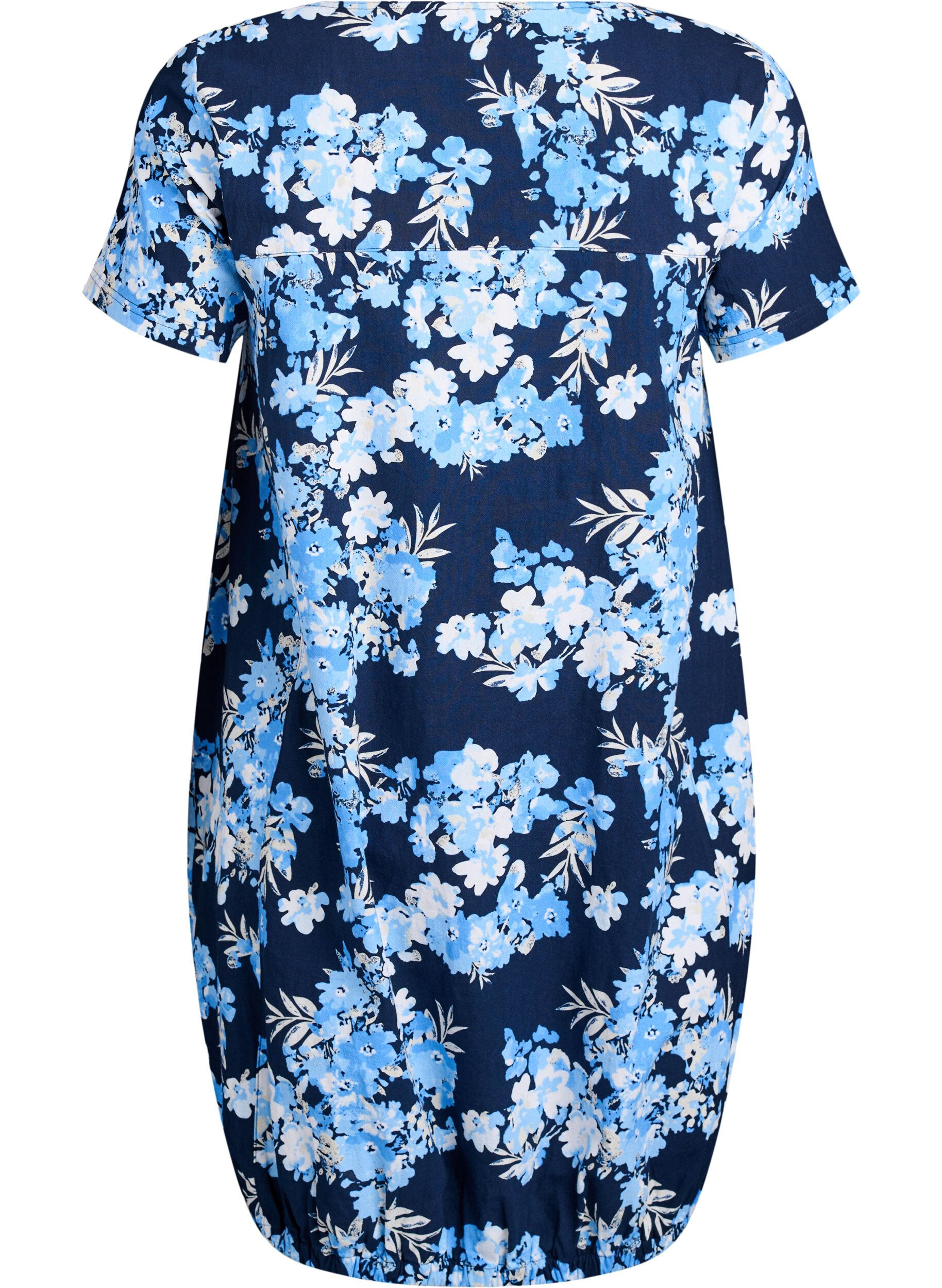 ZizziKurz&auml;rmliges Baumwollkleid mit Aufdruck, Blau, Packshot image number 1