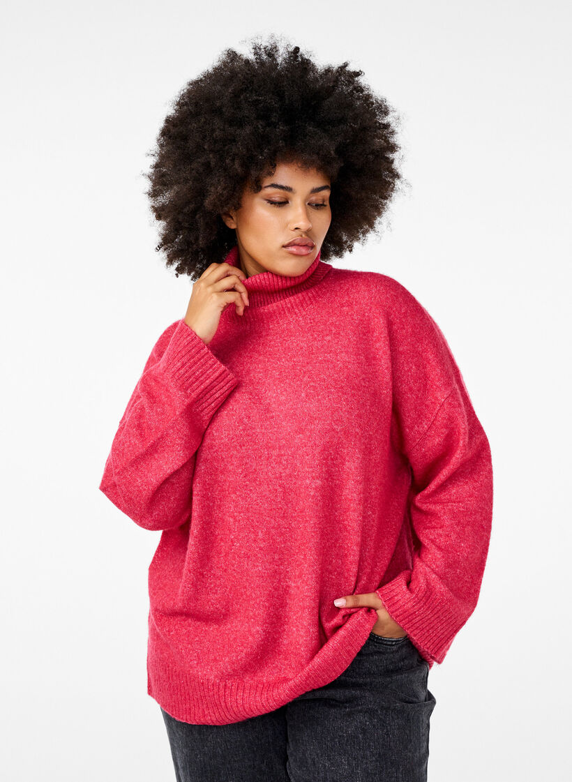Rollkragenpullover aus Strick, Virtual Pink Mel., Model image number 0
