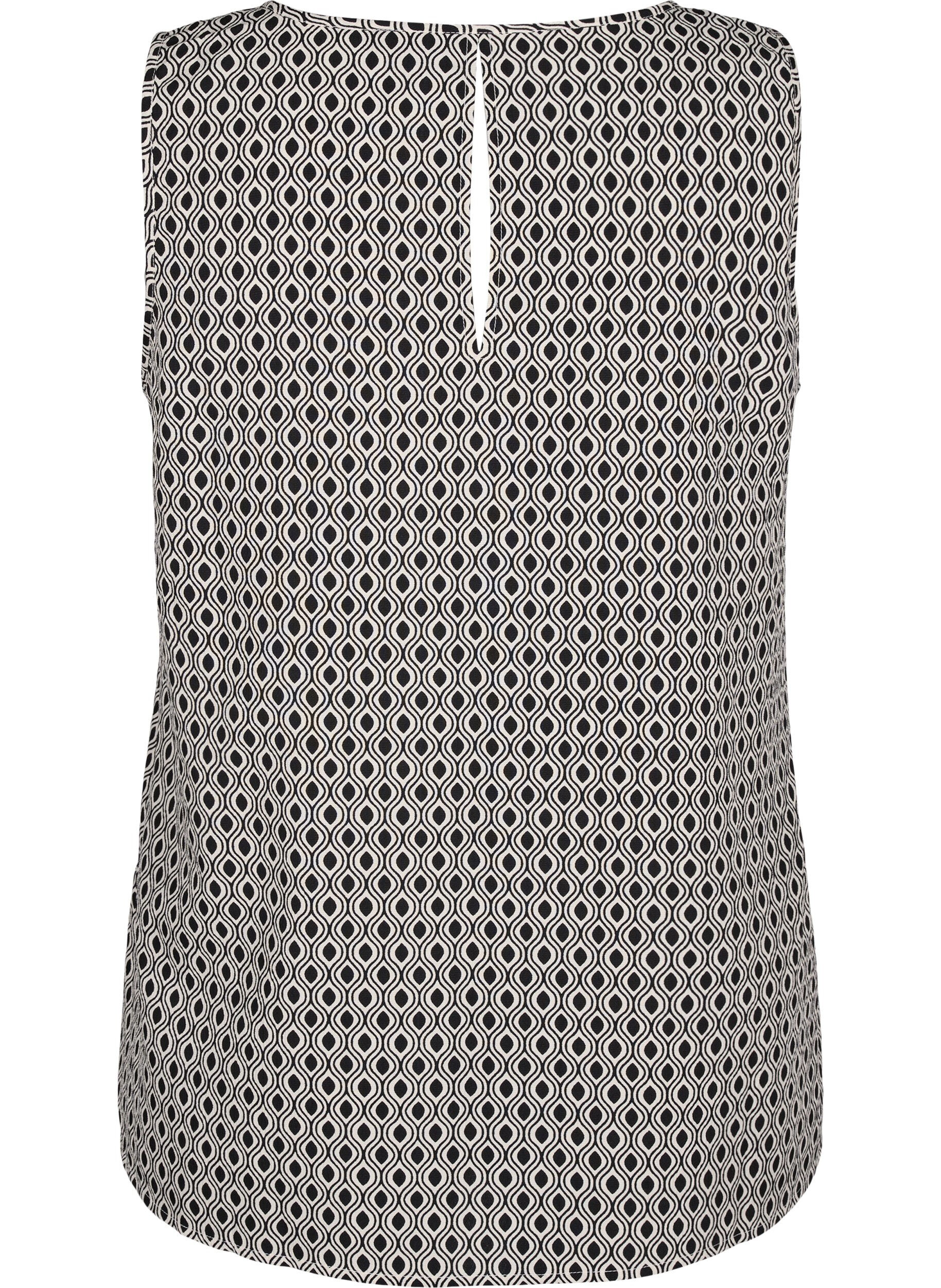 Zizzi Flash &ndash; &Auml;rmelloses Top mit Aufdruck, Schwarz, Packshot image number 1