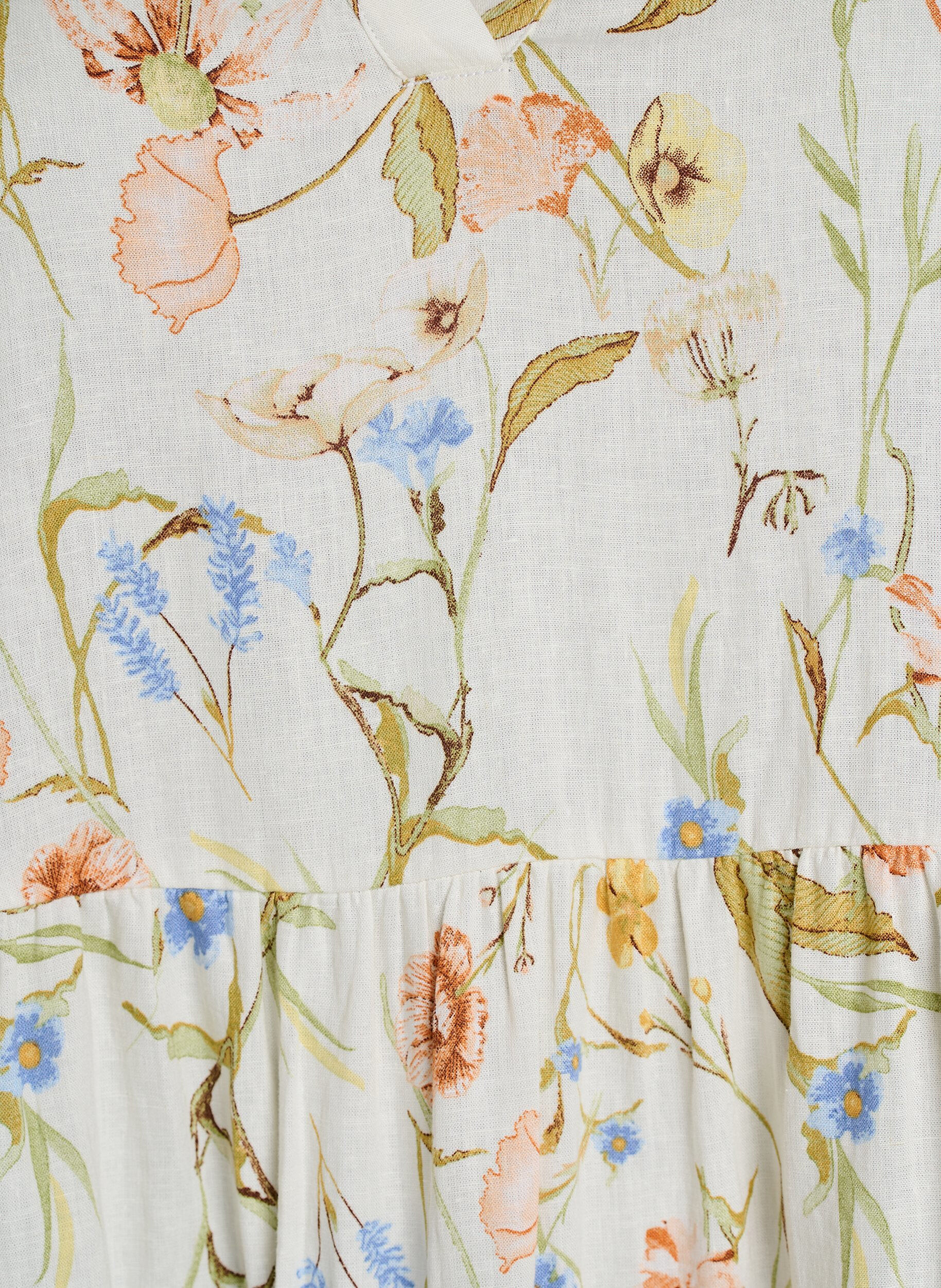 Zizzi Knielanges A-Linien-Kleid aus Leinen und Viskose, Vanille, Packshot image number 2