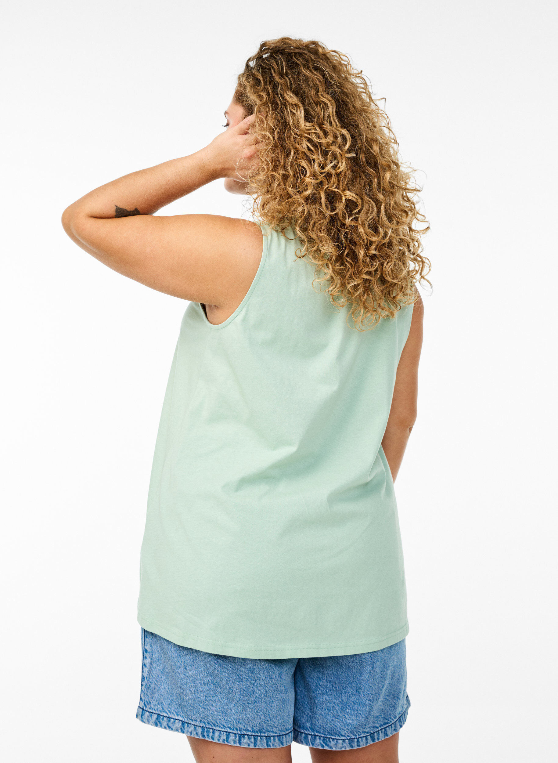 ZizziTop en coton avec forme en A, Vert, Model image number 2
