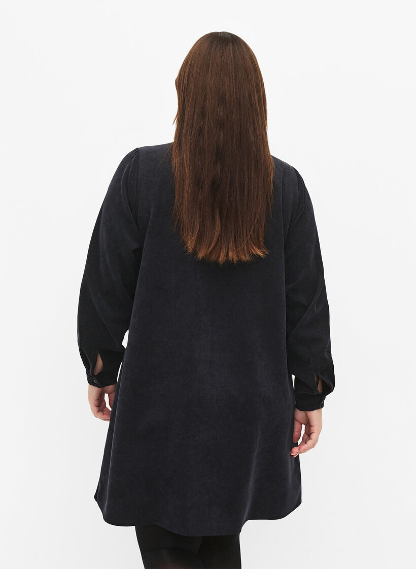 Samtkleid mit Rei&szlig;verschluss und 3/4-&Auml;rmeln, Schwarz, Model image number 2