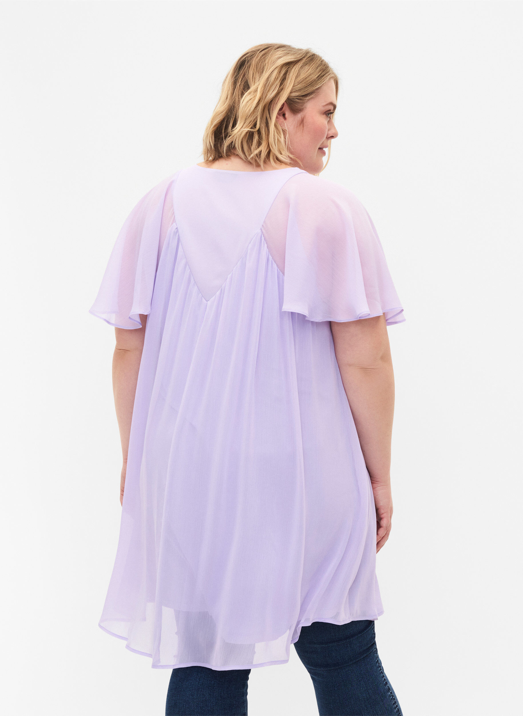 Zizzi Lockeres Kleid mit kurzen &Auml;rmeln, Purple Heather, Model image number 1