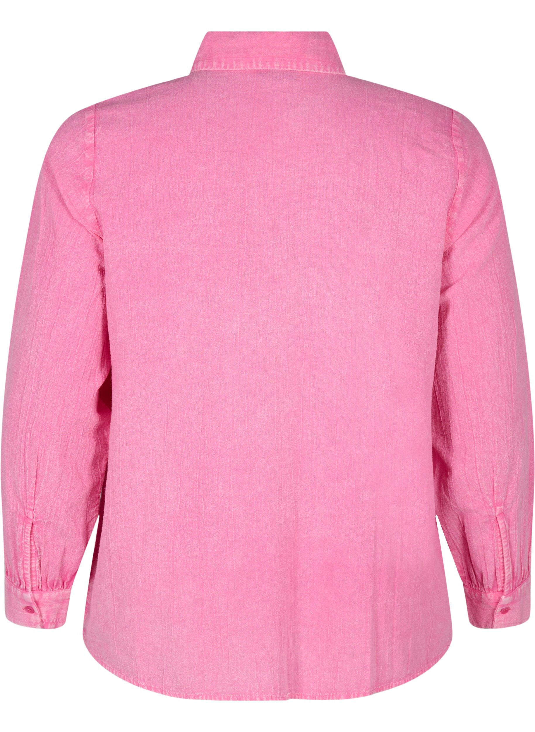 Zizzi Einfarbige Jeansbluse, Pink Power, Packshot image number 1