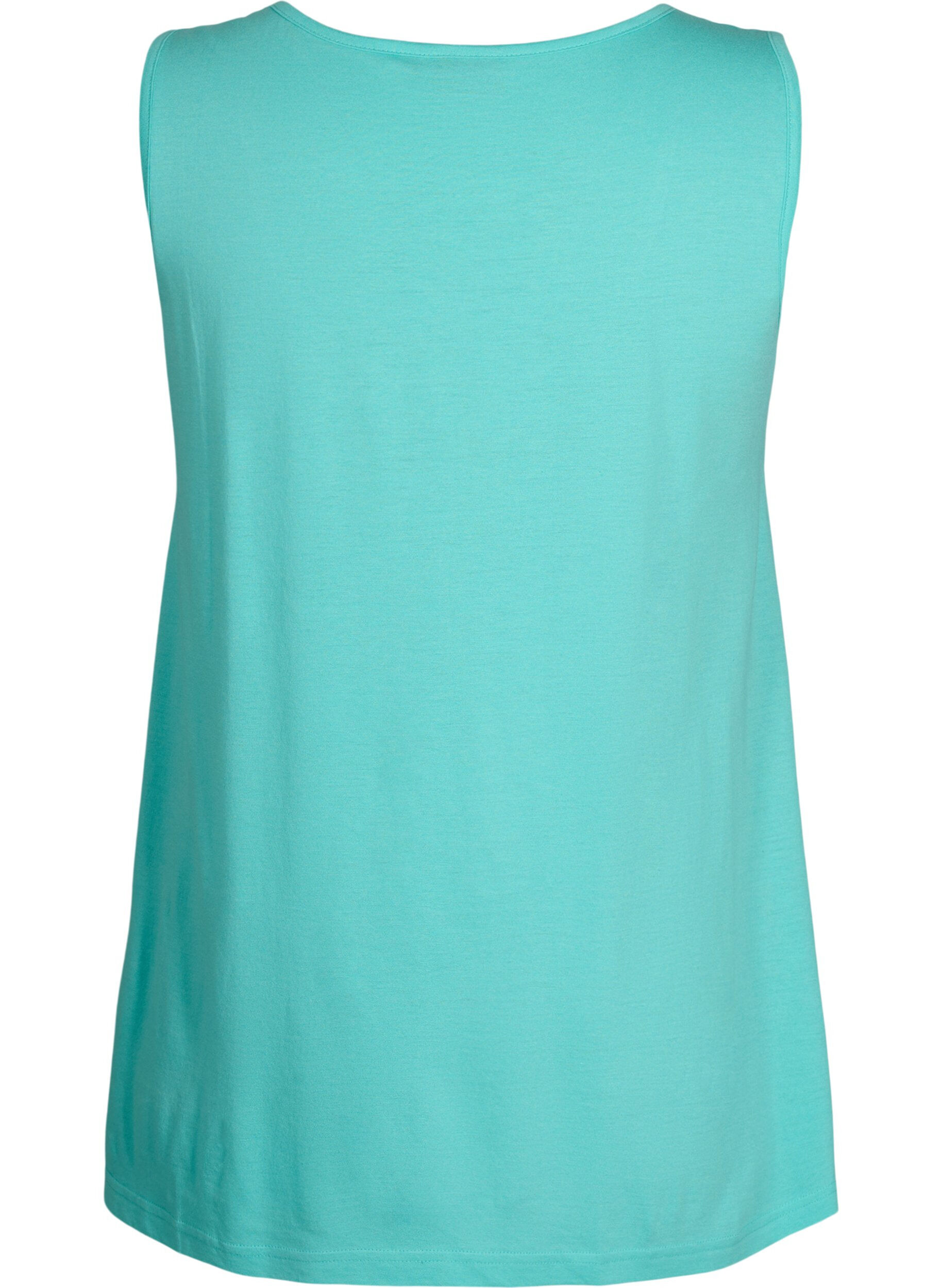 Zizzi Top avec forme en A et col rond, Turquoise, Packshot image number 1