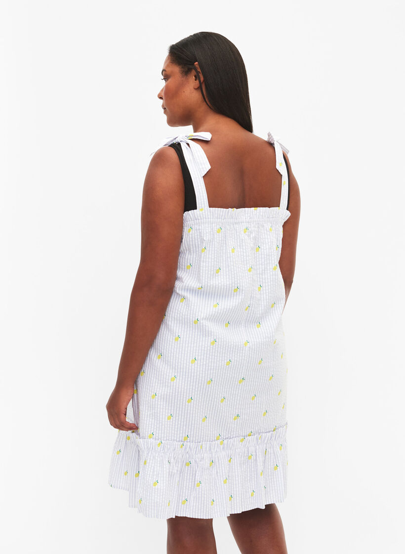 Robe de plage en coton avec bretelles à nouer, Lemon Print, Model image number 1