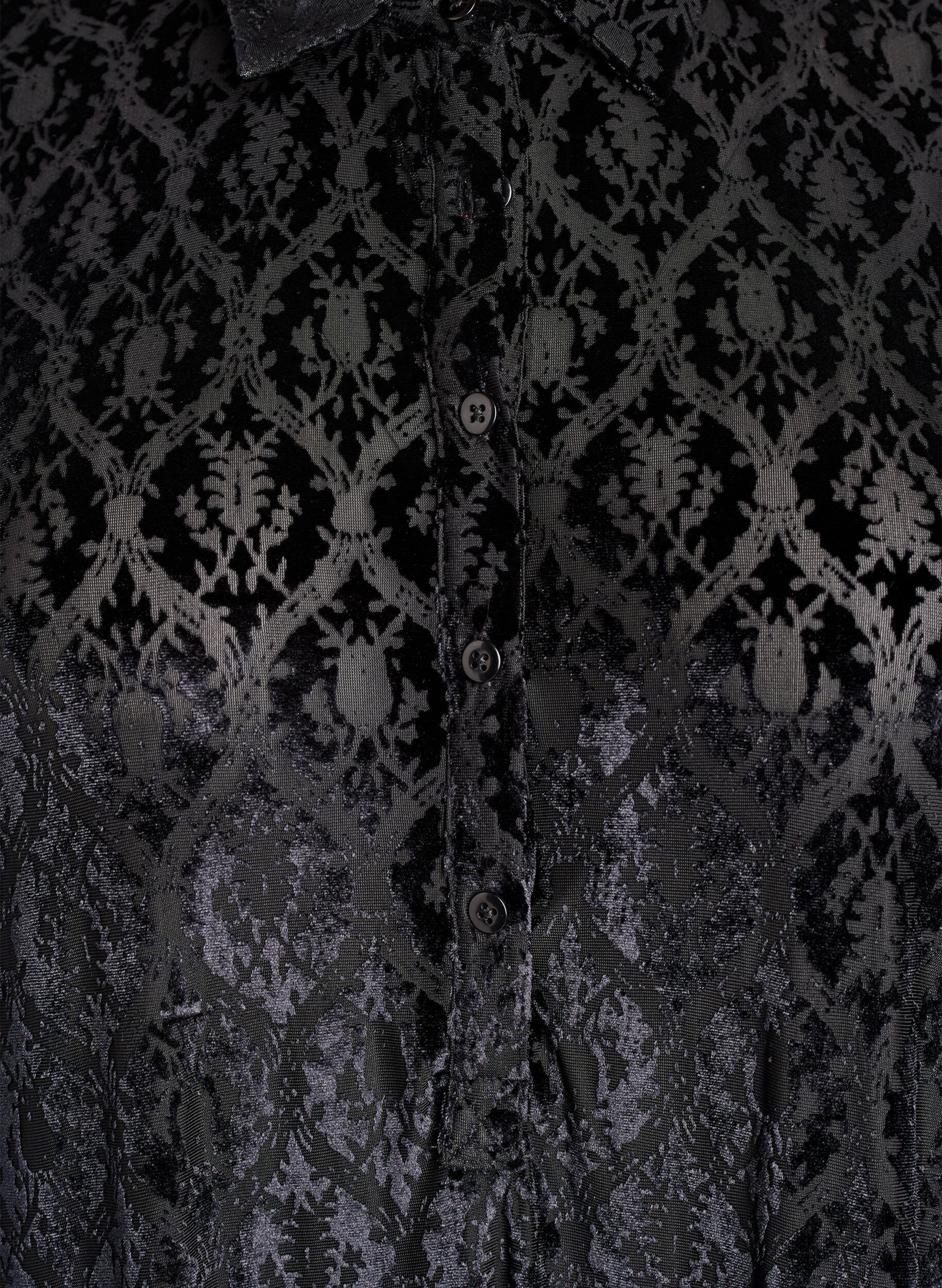 Zizzi Kurzes Kleid mit Veloursmuster, Schwarz, Packshot image number 2