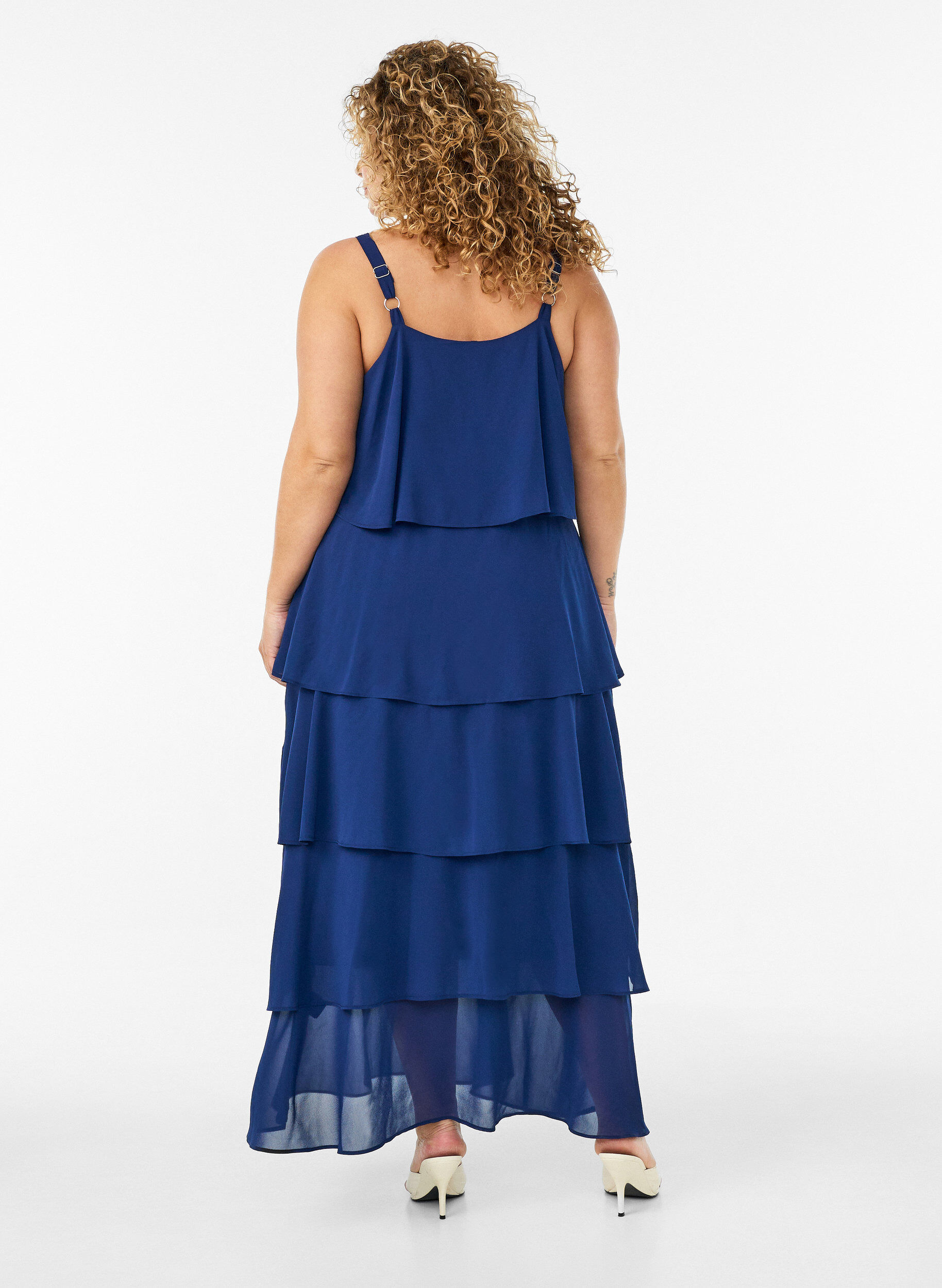 ZizziRobe maxi avec plusieurs couches de volants et cape amovible, Bleu, Model image number 1
