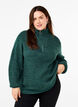 Pull en tricot avec col haut et fermeture &eacute;clair, Vert fonc&eacute;, Model image number 0