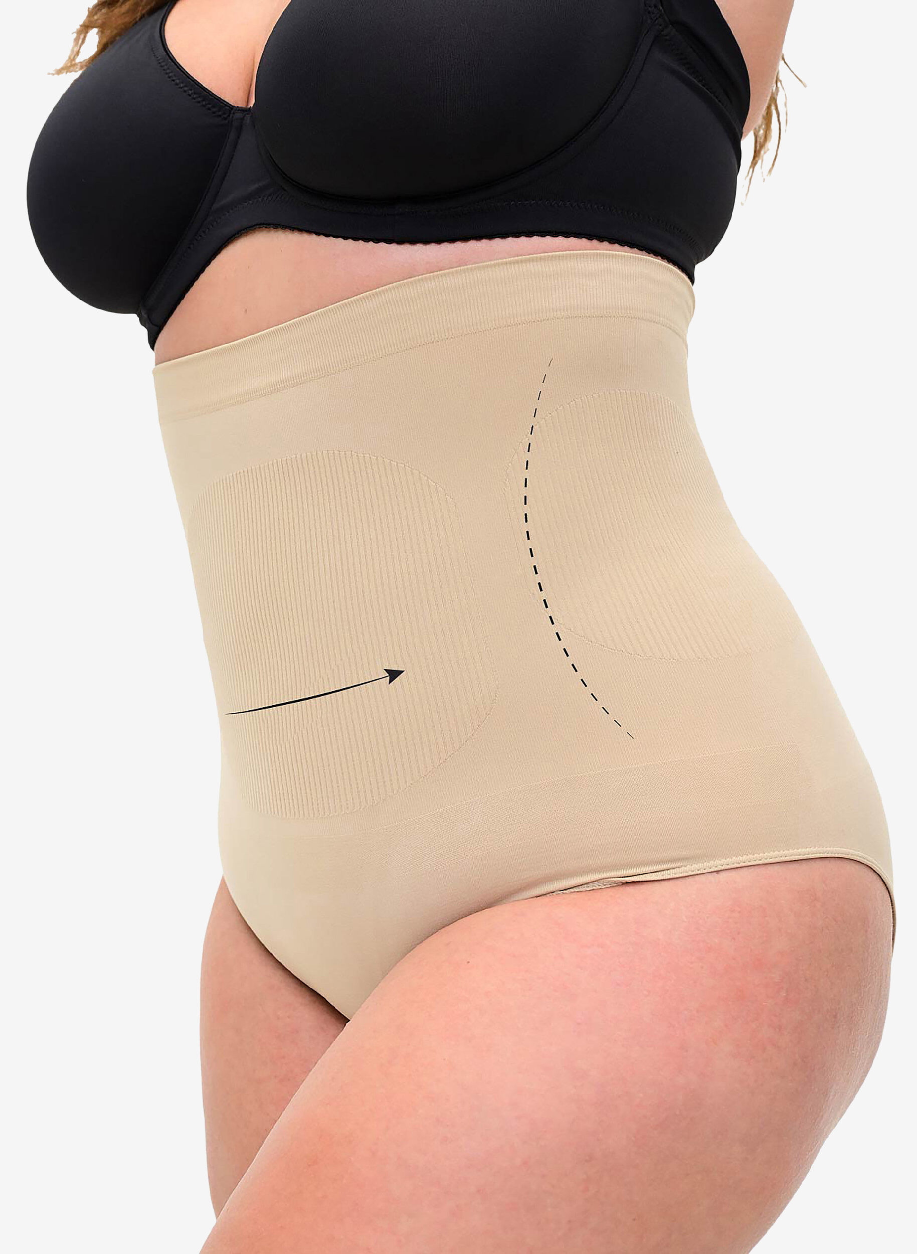 Zizzi Hochtaillierter Shapewear Slip, Beige, Model image number 0