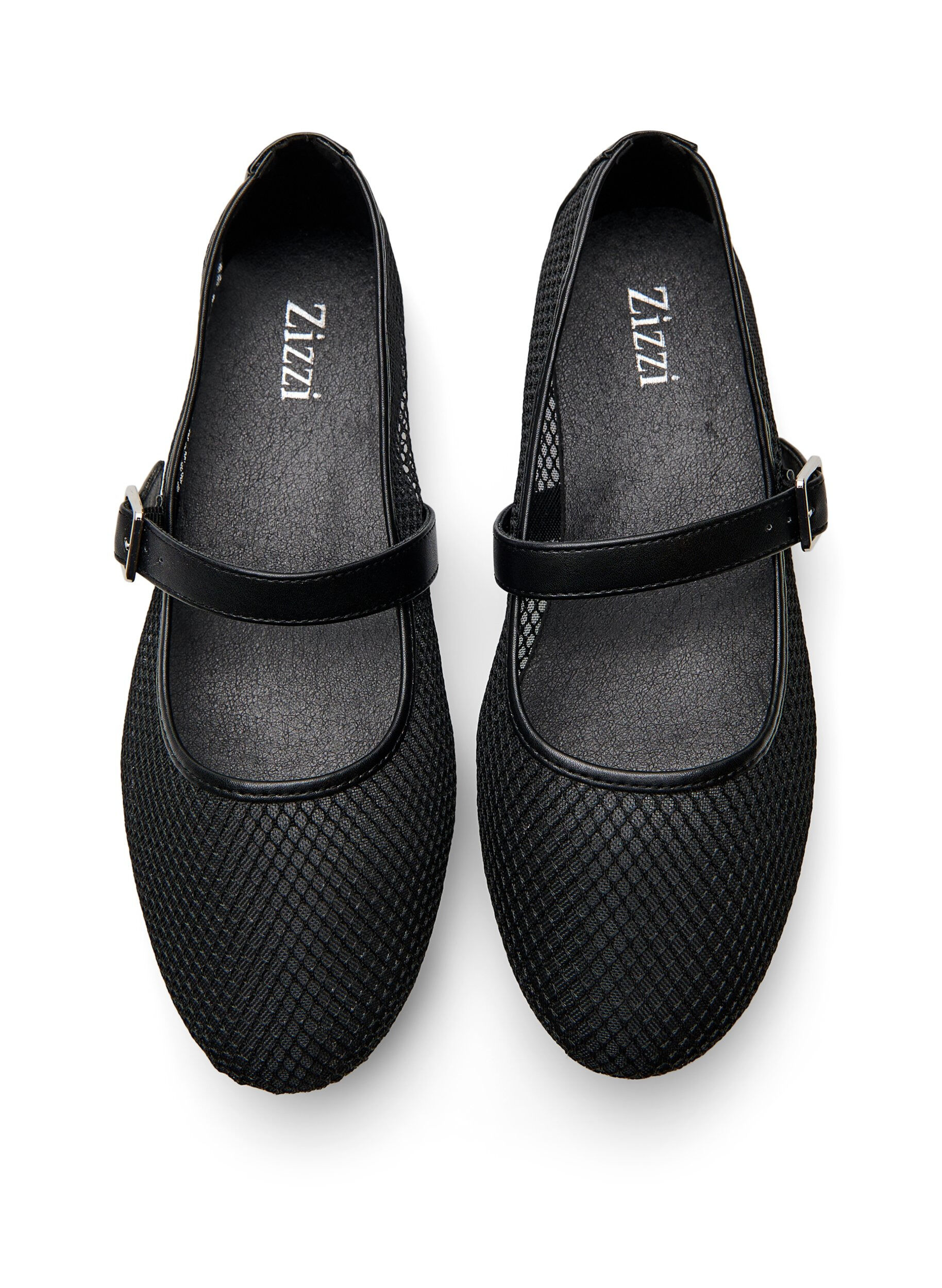 Zizzi Ballerine en maille avec bride, Noir, Packshot image number 2