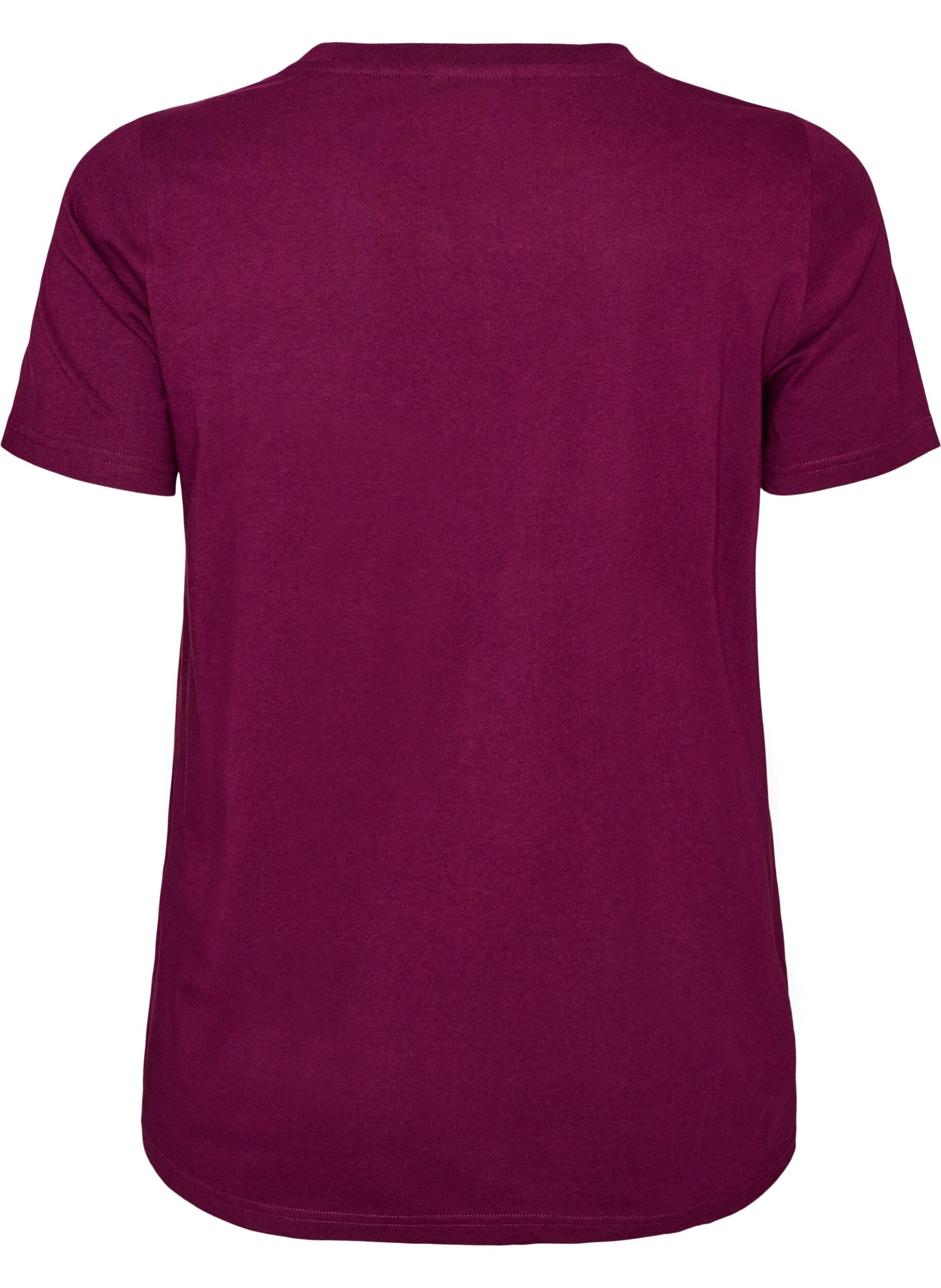 ZizziT-shirt en coton bio avec inscription en velours, Violet, Packshot image number 1