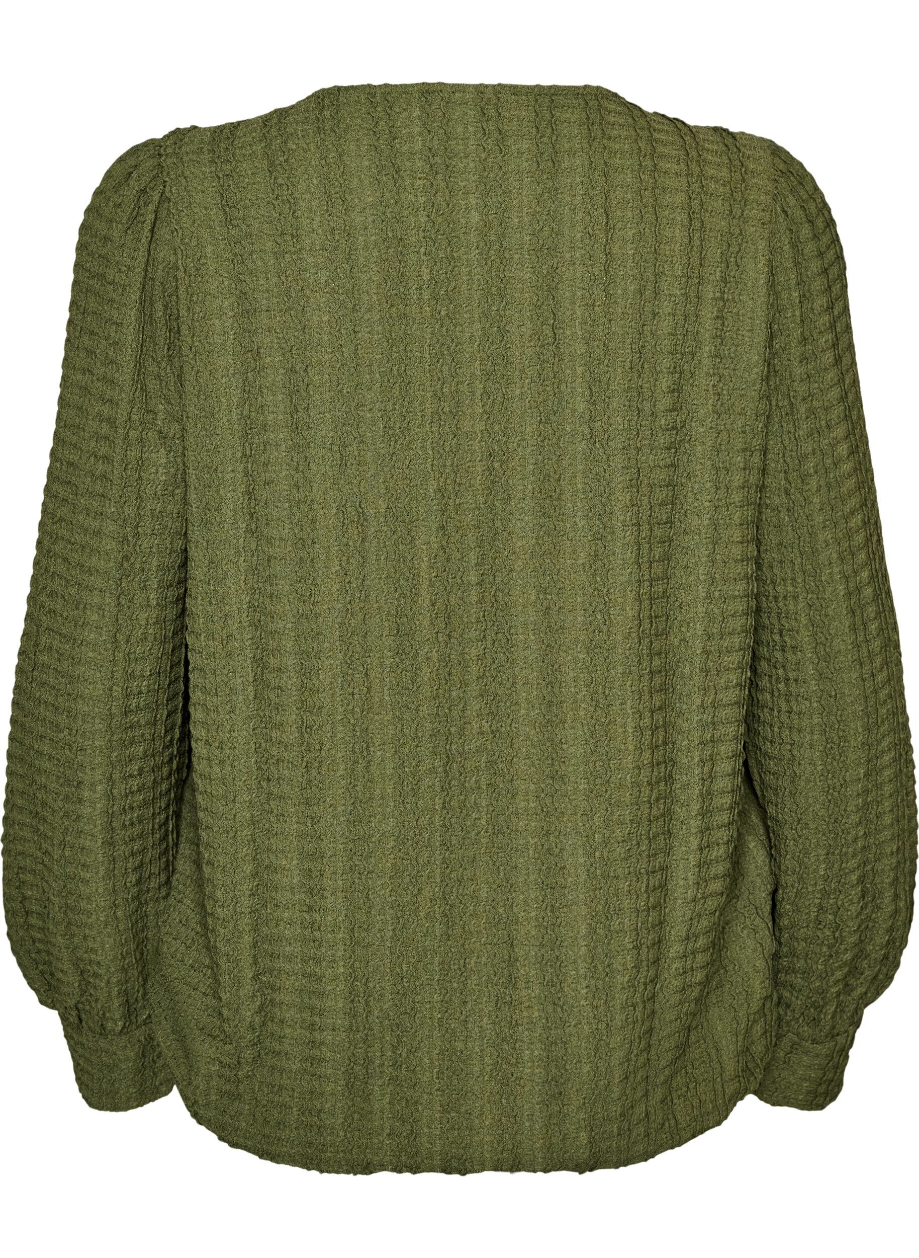 ZizziBlouse en jersey textur&eacute; &agrave; la silhouette ballon, Vert, Packshot image number 1
