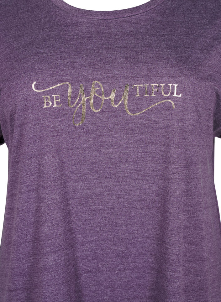 Kurz&auml;rmliges Nachthemd mit Textdruck, , Packshot image number 2