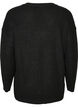 Lange Rippstrickbluse mit V-Ausschnitt, Schwarz, Packshot image number 1