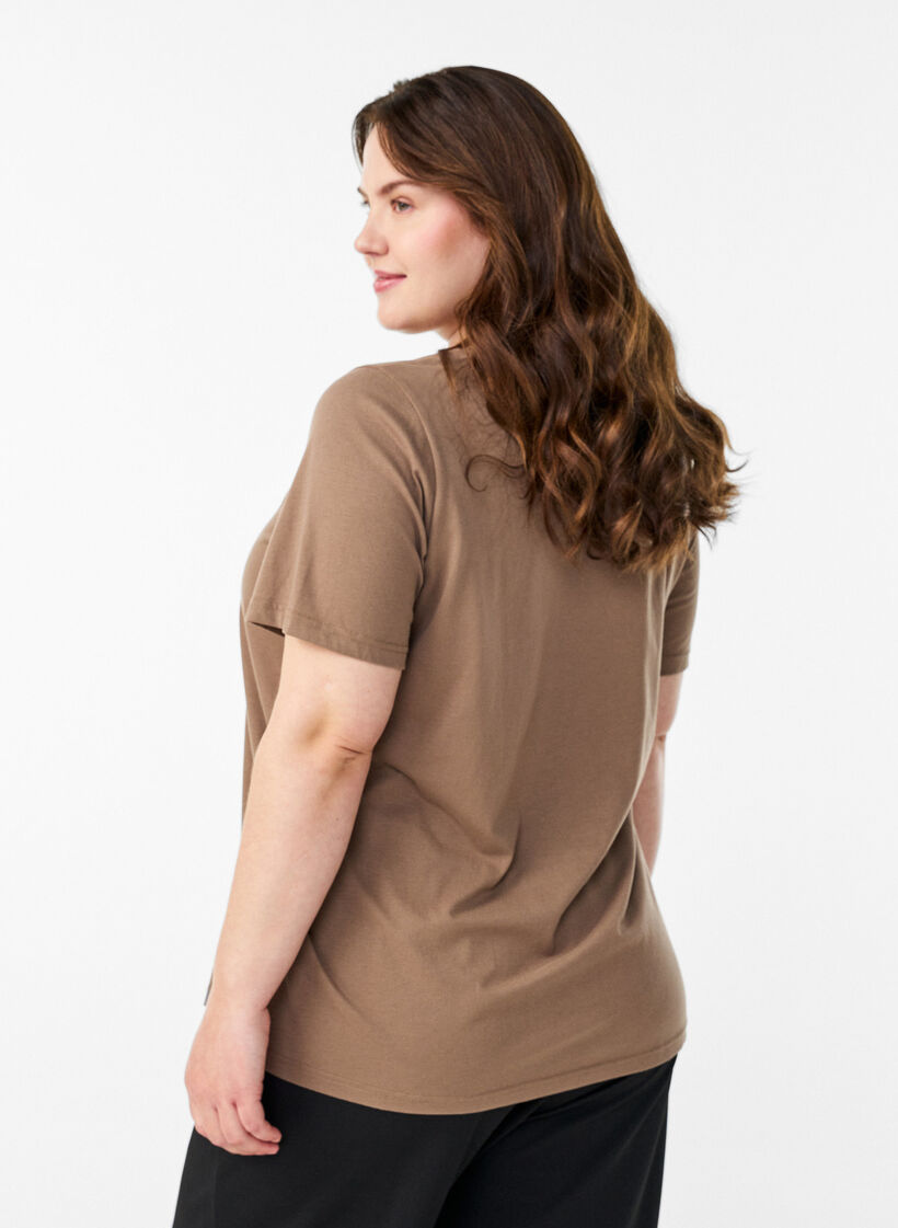 T-shirt imprim&eacute;, Marron, Model image number 2