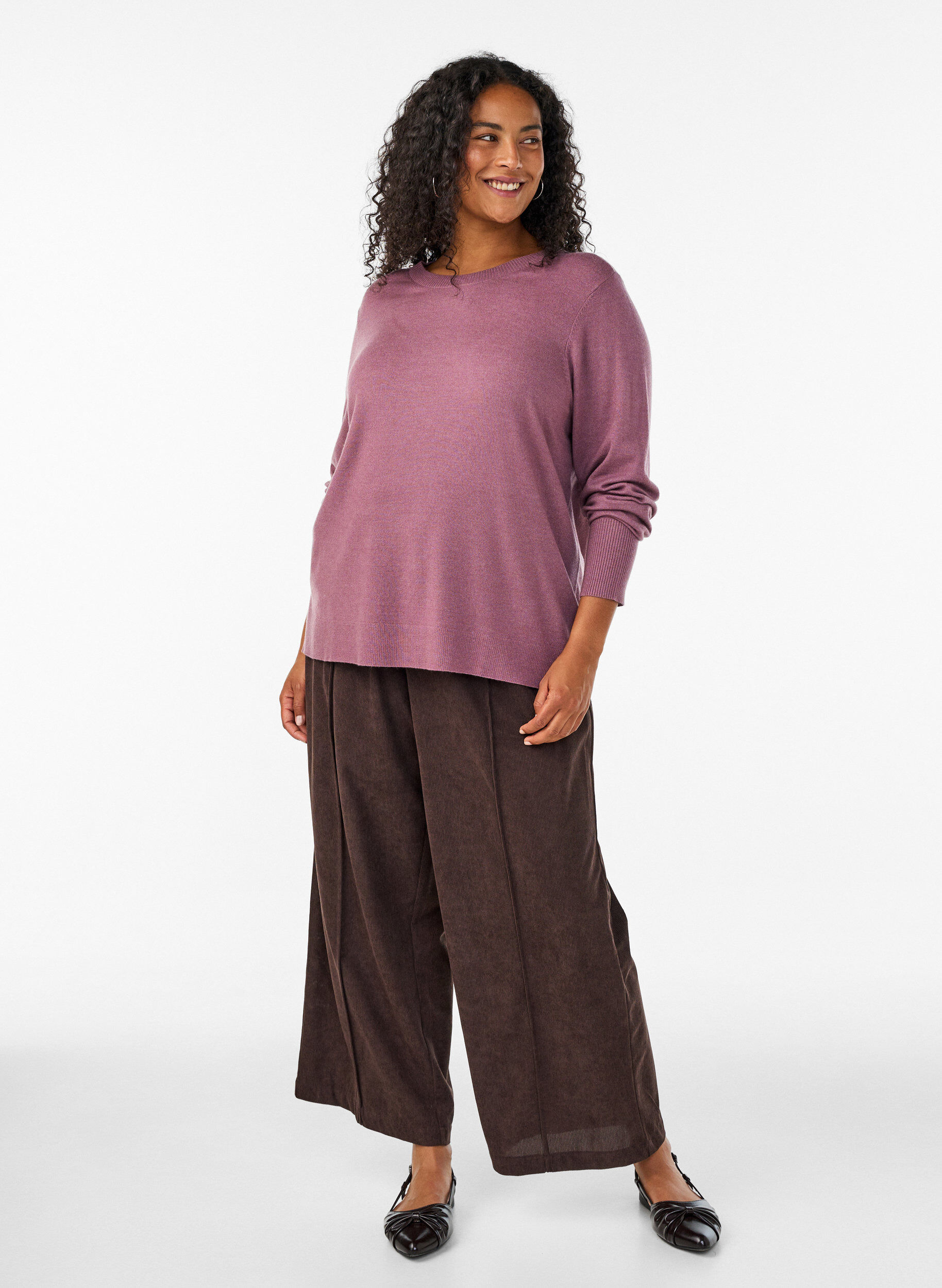ZizziBlouse en maille avec un col rond, Rose, Model image number 1