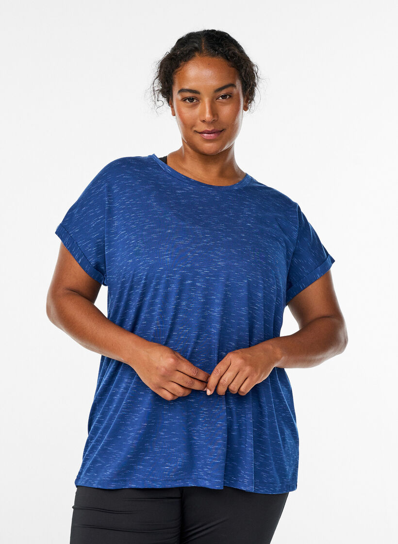 T-shirt d'entra&icirc;nement ample &agrave; manches courtes, Bleu, Model image number 0