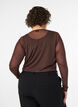 Blouse en maille transparente avec strass, Marron, Model image number 2