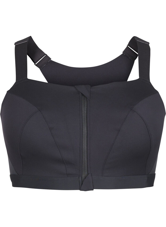 Soutien-gorge de sport avec une fermeture sur le devant et un maintien &eacute;lev&eacute;, Noir, Packshot image number 0