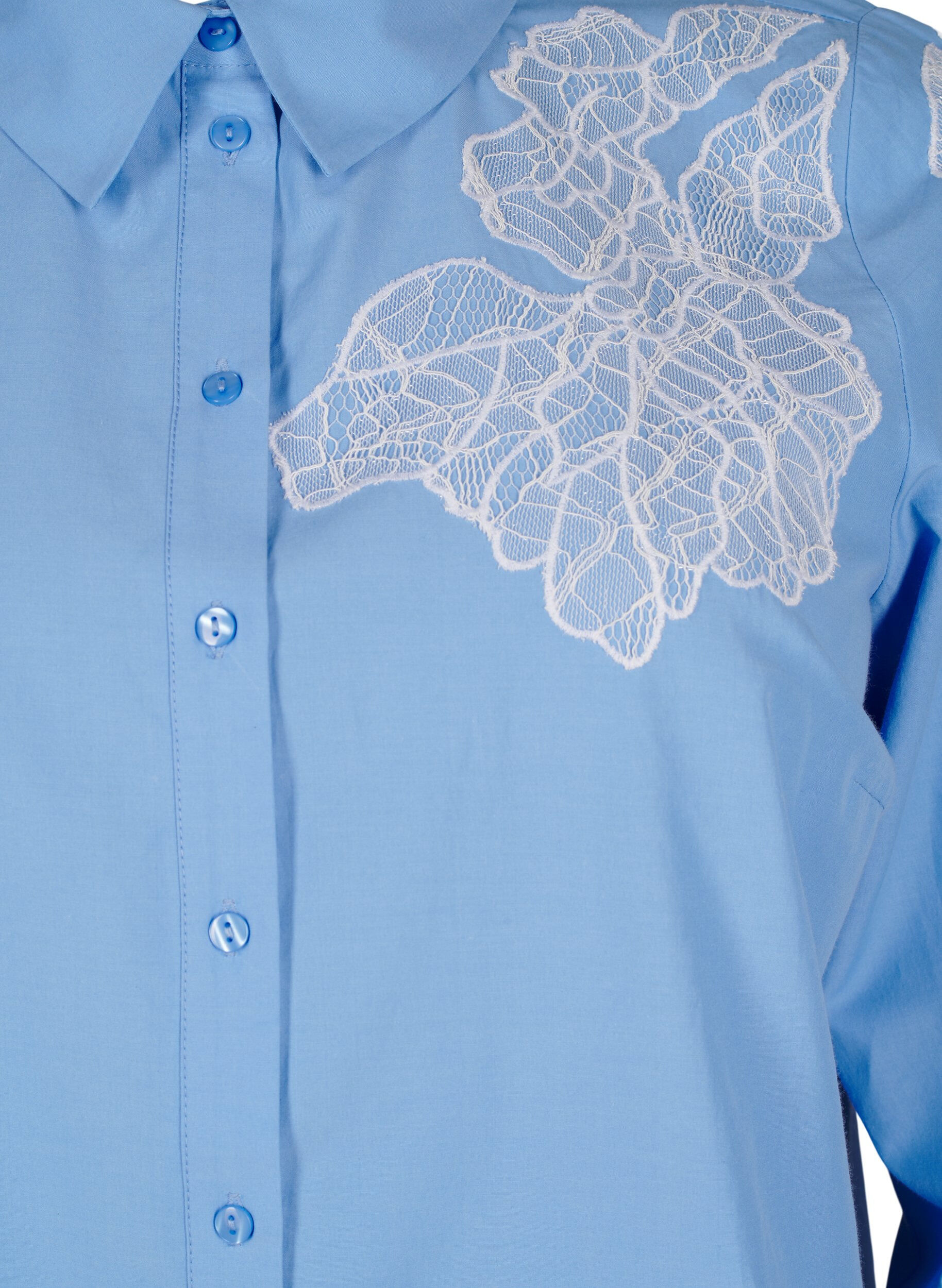 Zizzi Bluse mit Spitzendetails, Blau, Packshot image number 2