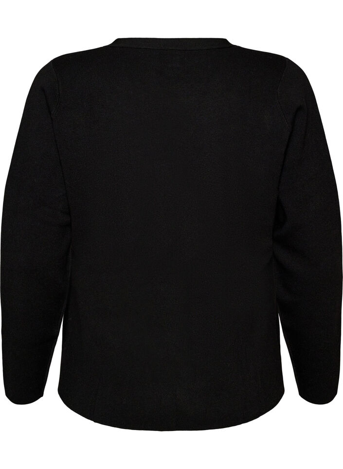 Cardigan en maille fine avec boutons d&eacute;coratifs, Noir, Packshot image number 1