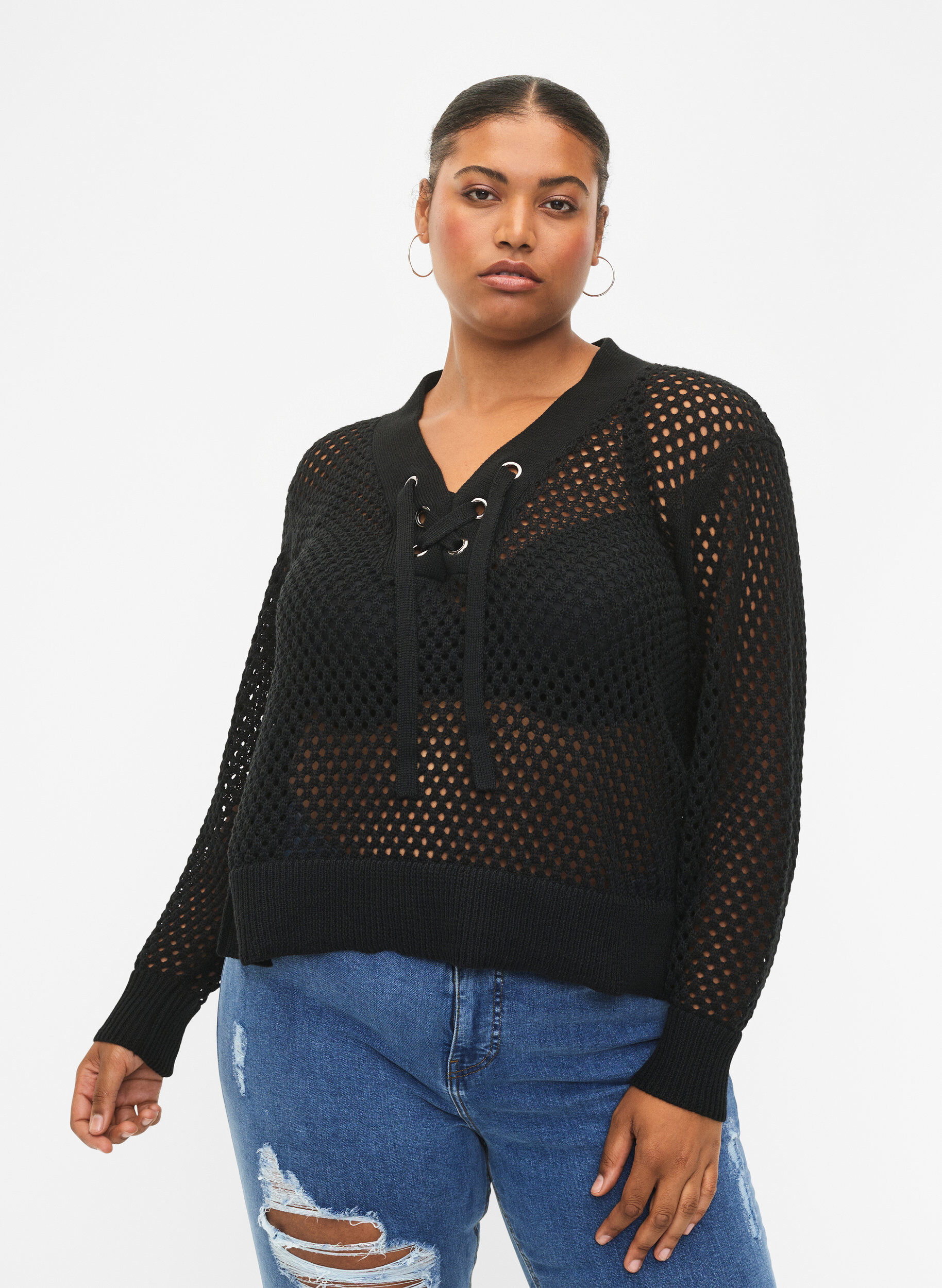 Zizzi Pull avec motif, Black, Model image number 0