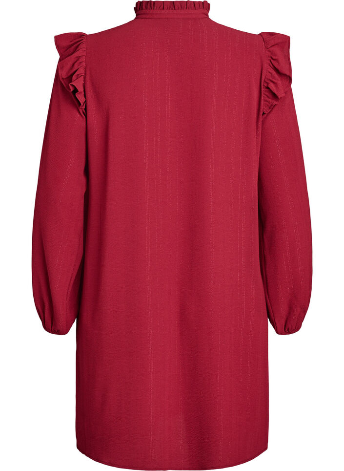 Robe courte à volants et paillettes, Bordeaux foncé, Packshot image number 1